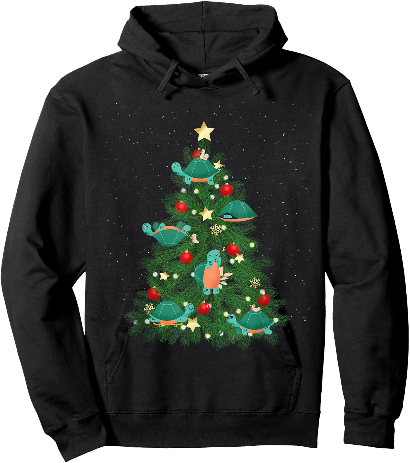 Sea Turtle Tortoise Christmas Tree Hoodie - Hoodie | Black