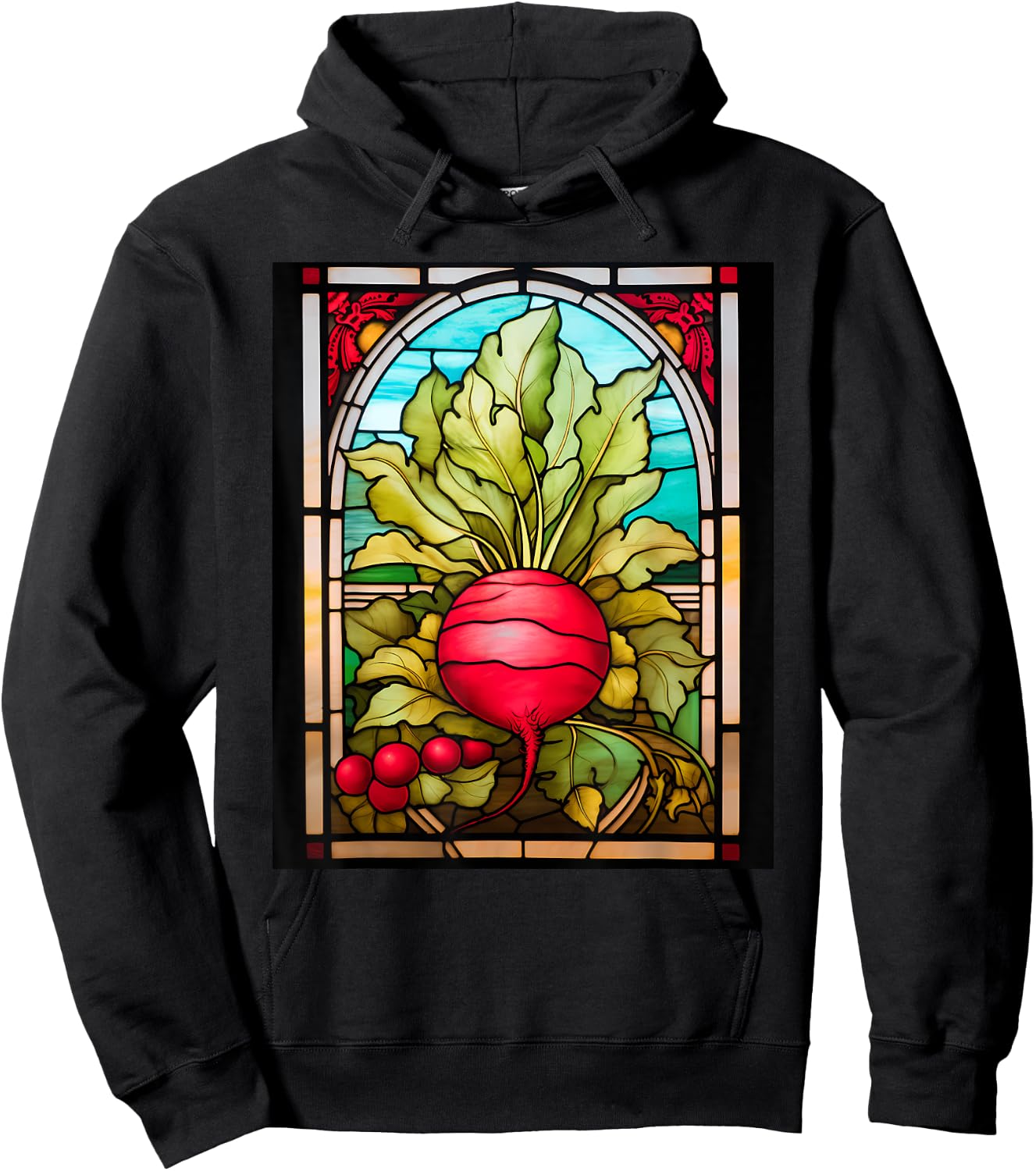 Stained Glass Style Radish Hoodie - Hoodie | Black