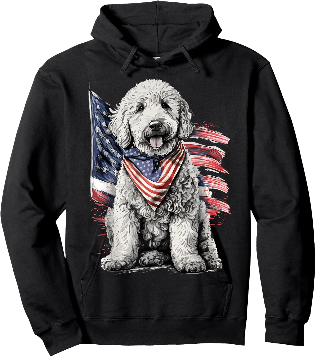 Goldendoodle 4th of July Patriotic Golden Doodle Dog Hoodie - Hoodie | Black