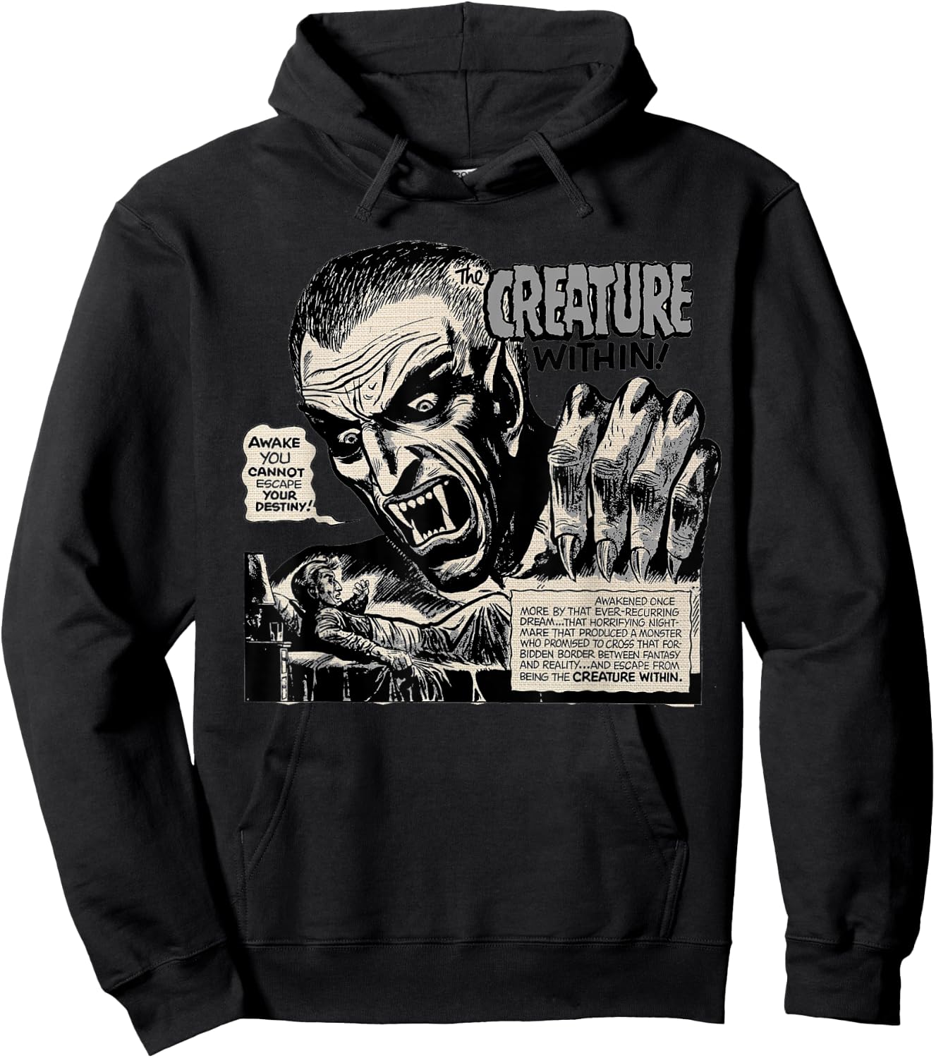 Retro Horror Movie Monster Vampire Vintage Halloween Dracula Hoodie - Hoodie | Black