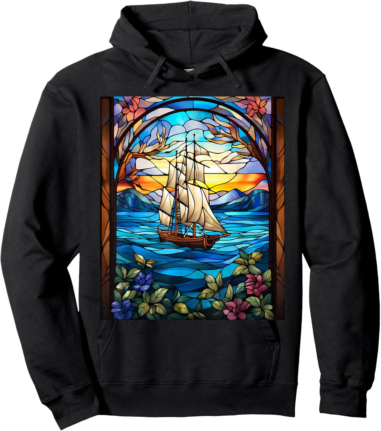 Stained Glass Style Sailing Hoodie - Hoodie | Black