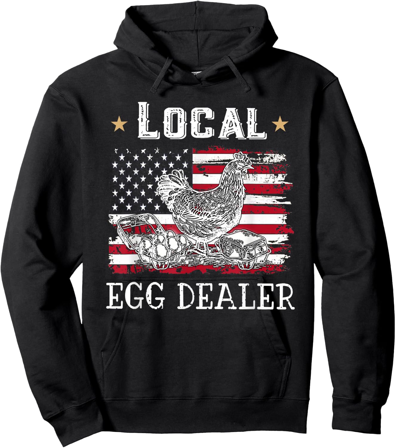 Local Egg Dealer Funny American Flag Chicken Lover Farmer Hoodie - Hoodie | Black