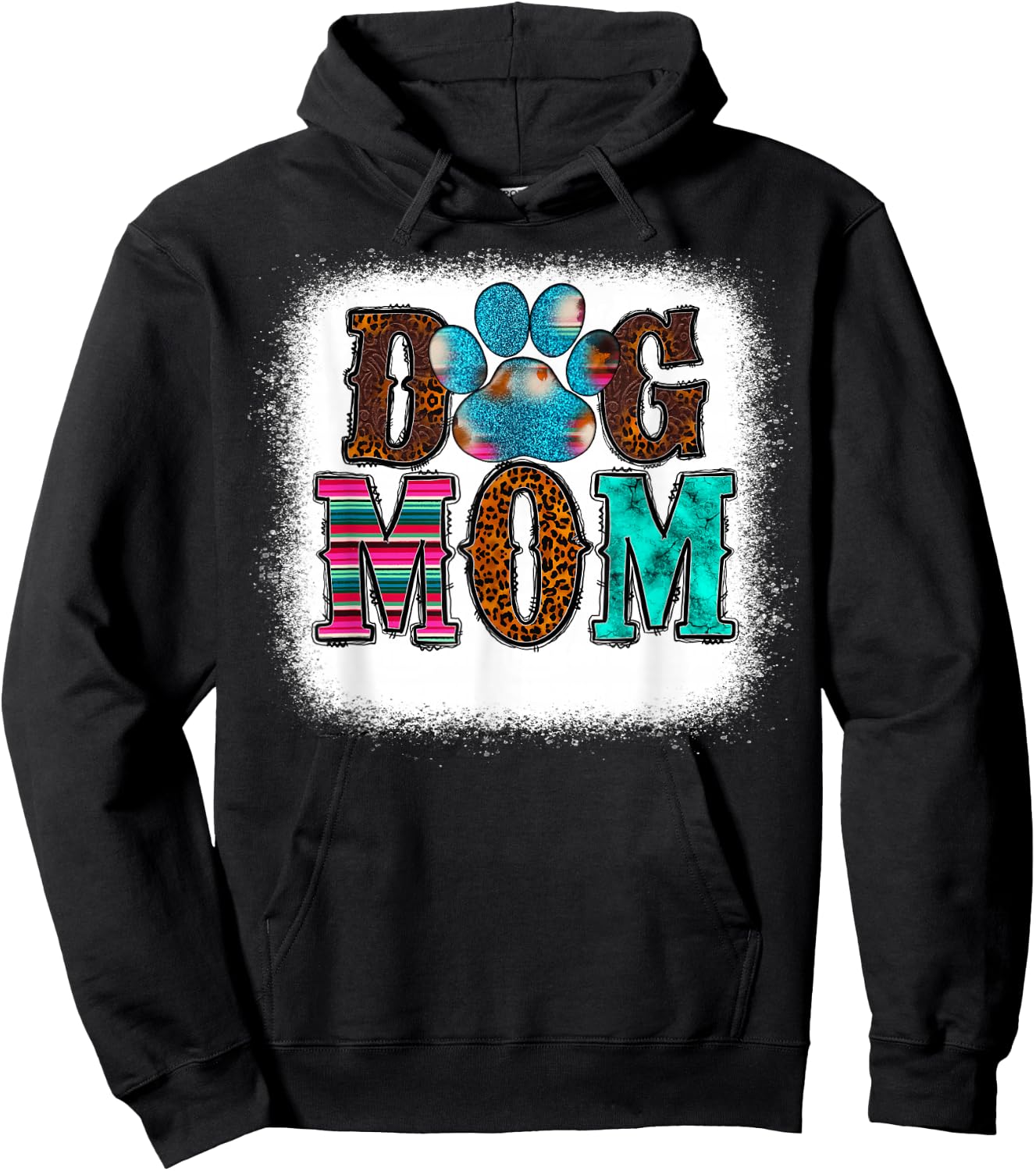 Women Tie Dye Leopard Dog Mama for Mom Mother's Day Dog love Hoodie - Hoodie | Black