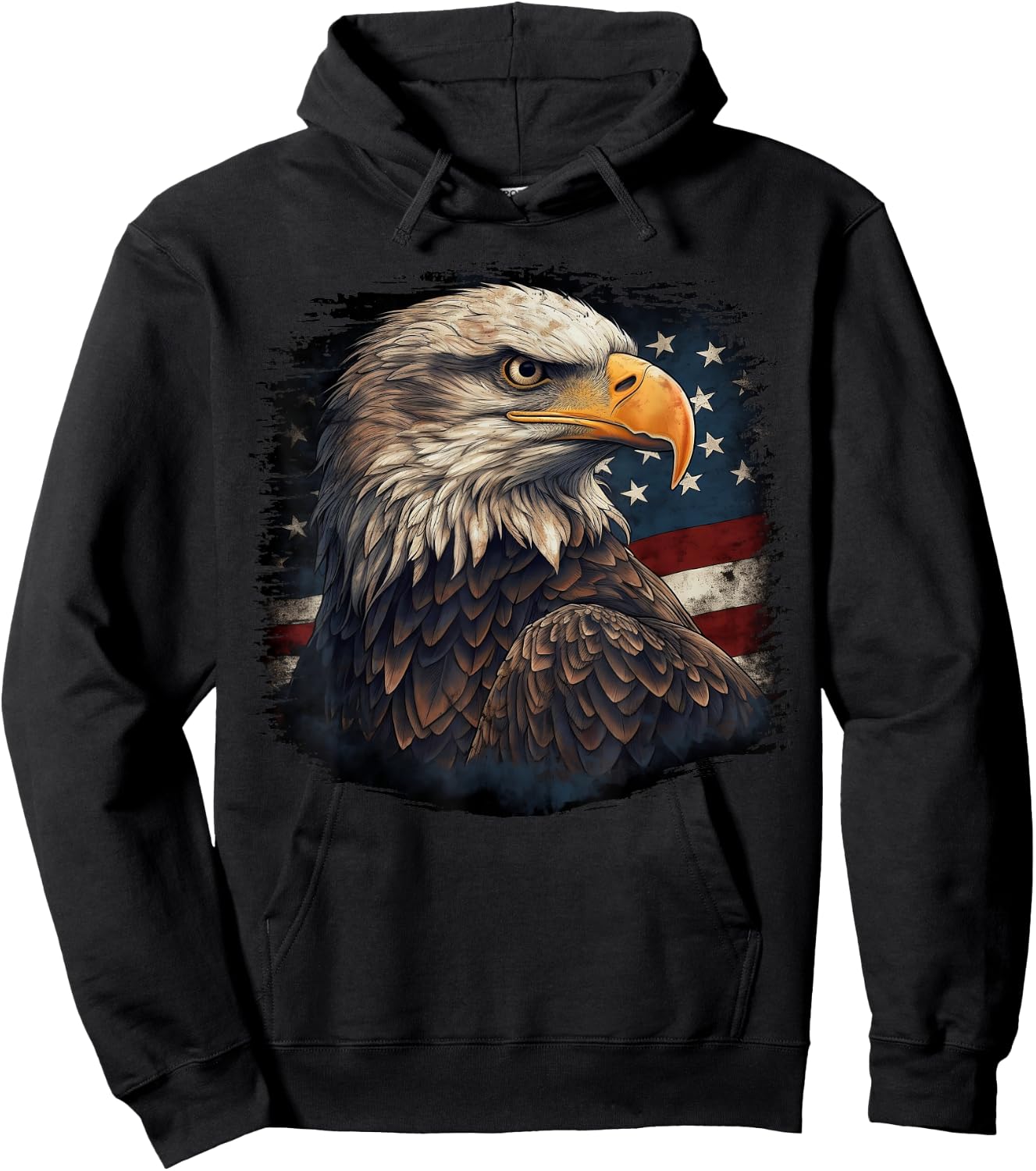 Bald Eagle US American Flag 4th of July Proud Patriotic Hoodie - Hoodie | Black