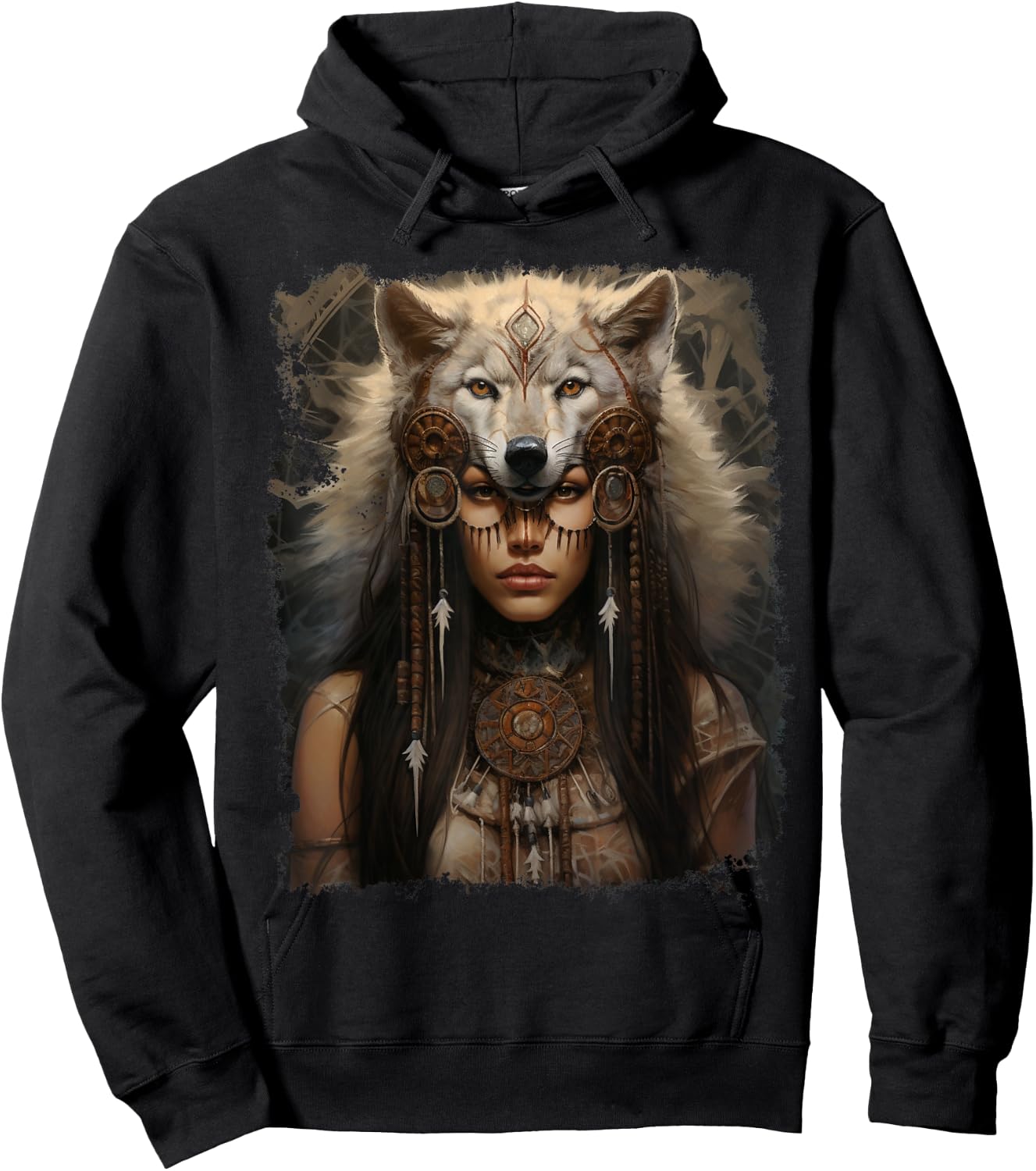 Indian Woman Wolf Hoodie - Hoodie | Black