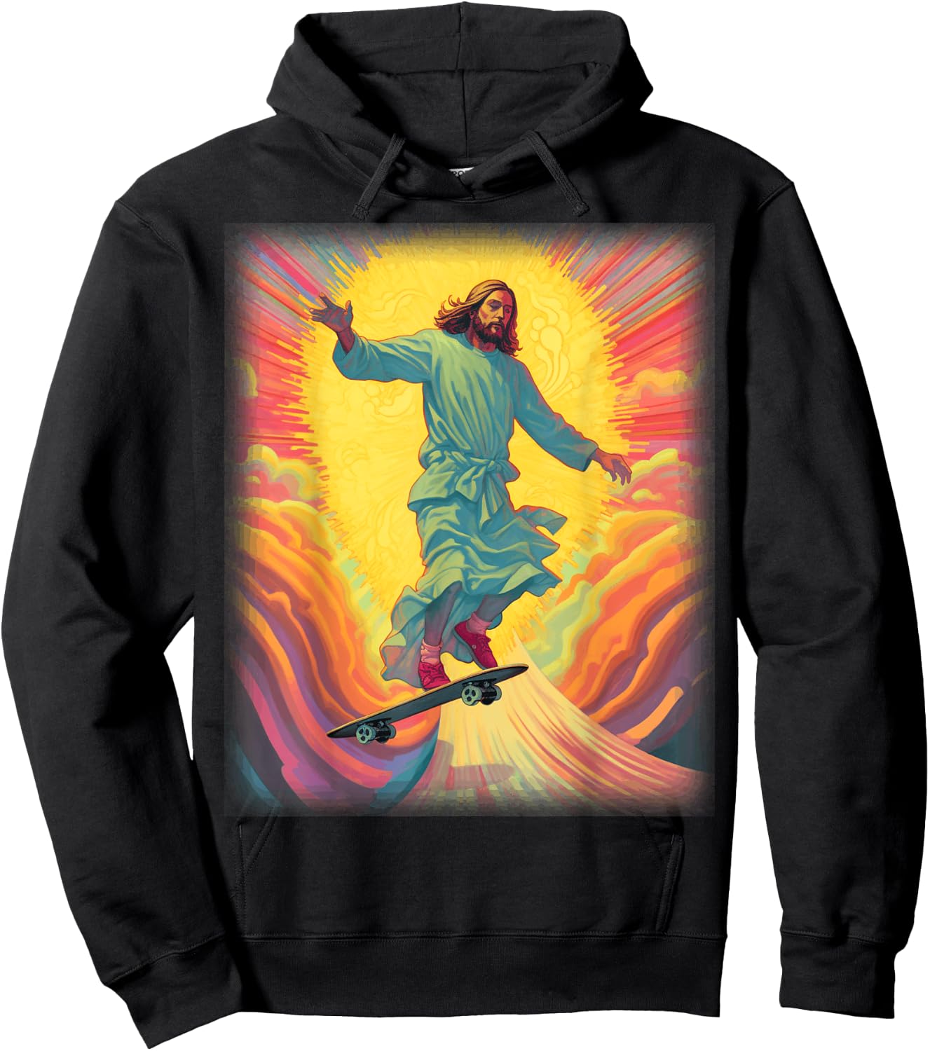 Jesus Skateboarder Heaven Skateboard Christian Skateboarding Hoodie - Hoodie | Black