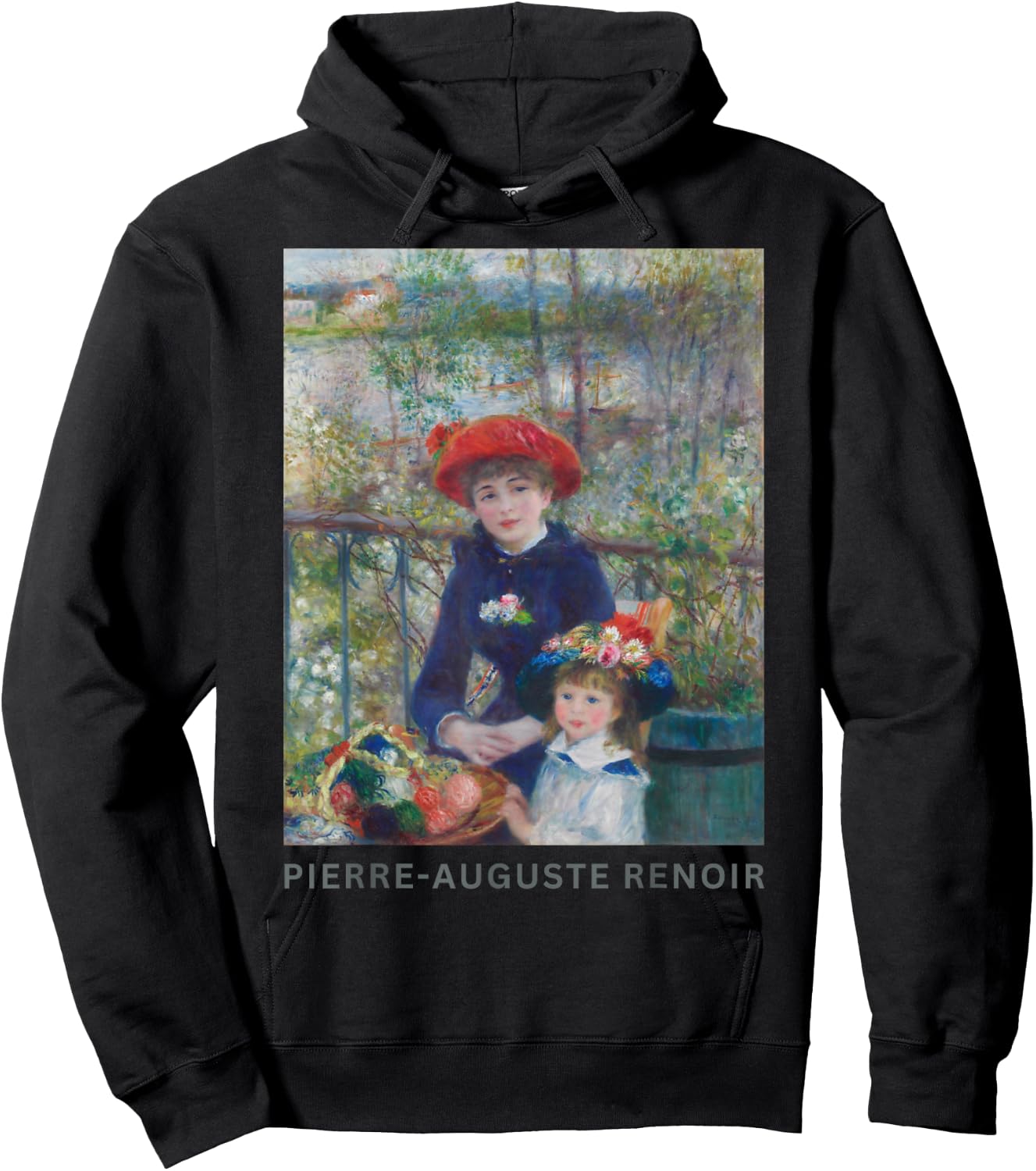 Renoir Two Sisters On the Terrace Fine Art Hoodie - Hoodie | Black