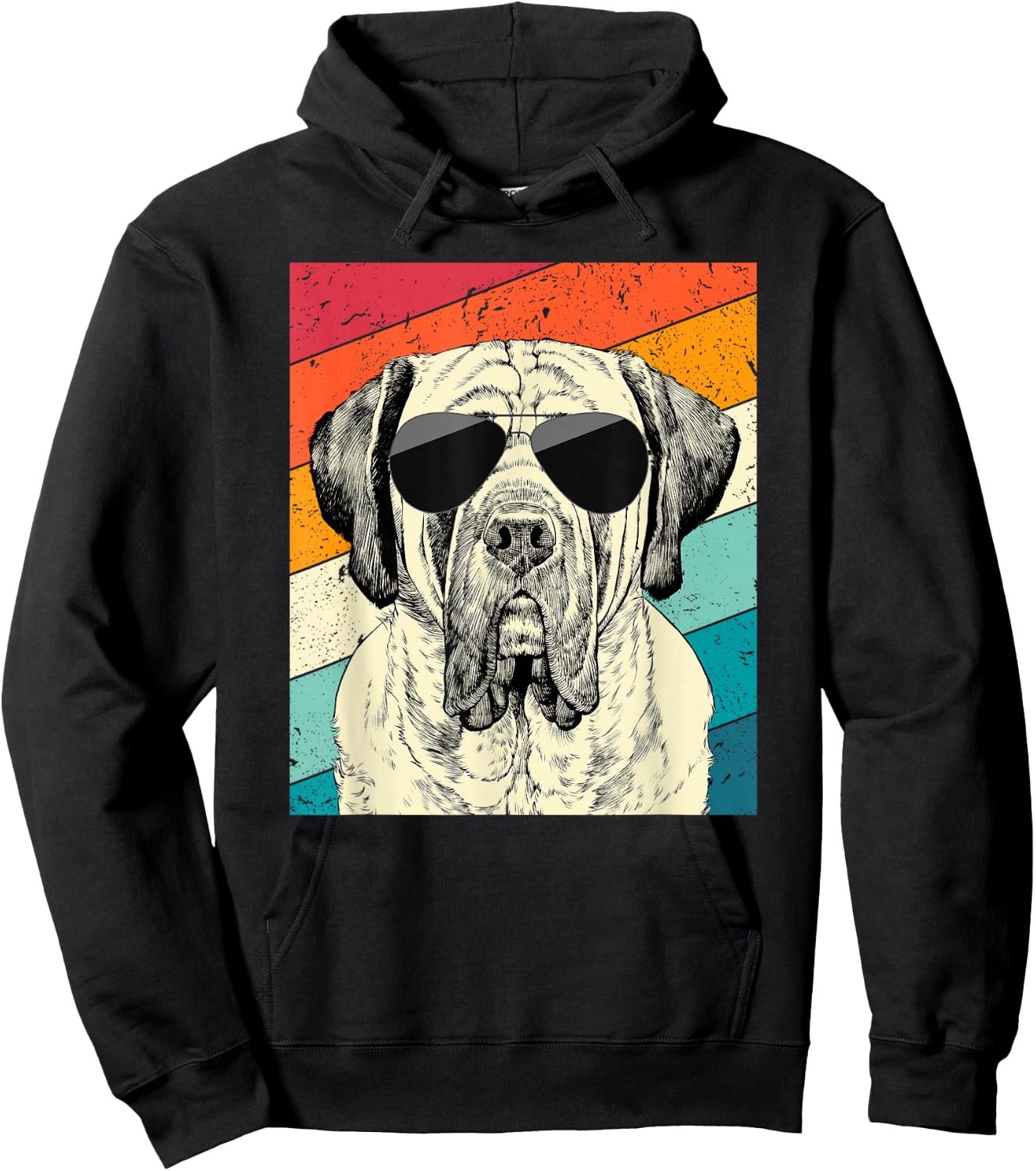 Retro Vintage English Mastiff with Sunglasses Dog Lovers Hoodie - Hoodie | Black