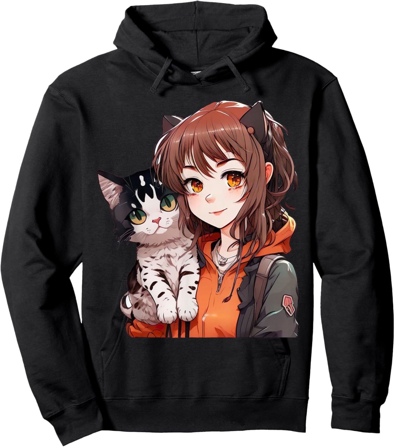 Anime and Cats Lover for Teen Manga kawaii Graphic Otaku Hoodie - Hoodie | Black