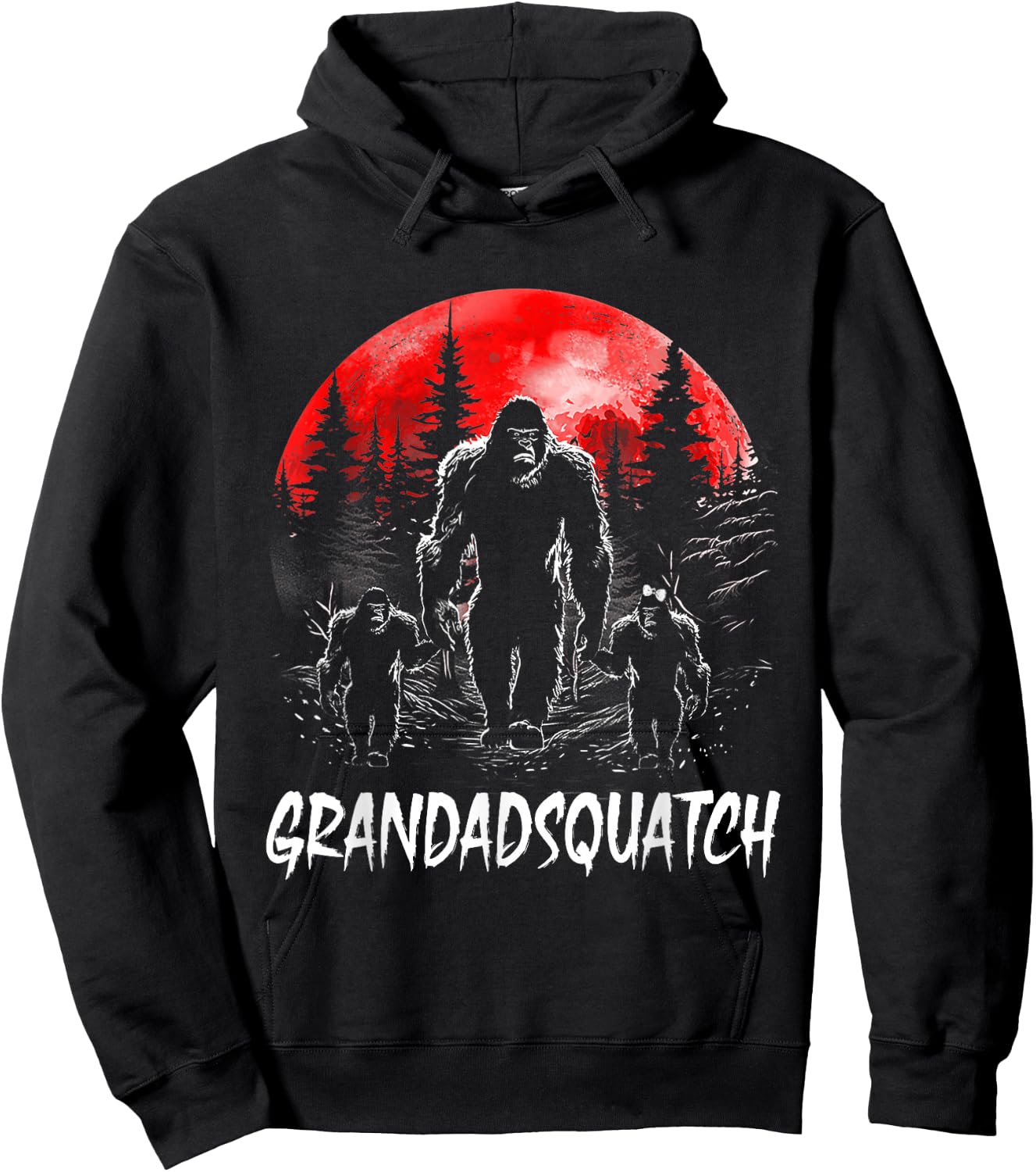 Grandad Squatch Funny Bigfoot Dad Sasquatch Yeti Fathers day Hoodie - Hoodie | Black