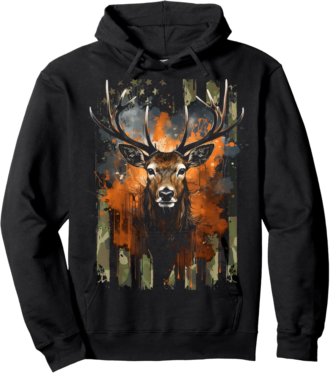 Deer Hunting Camo US Flag for Hunter Hoodie - Hoodie | Black