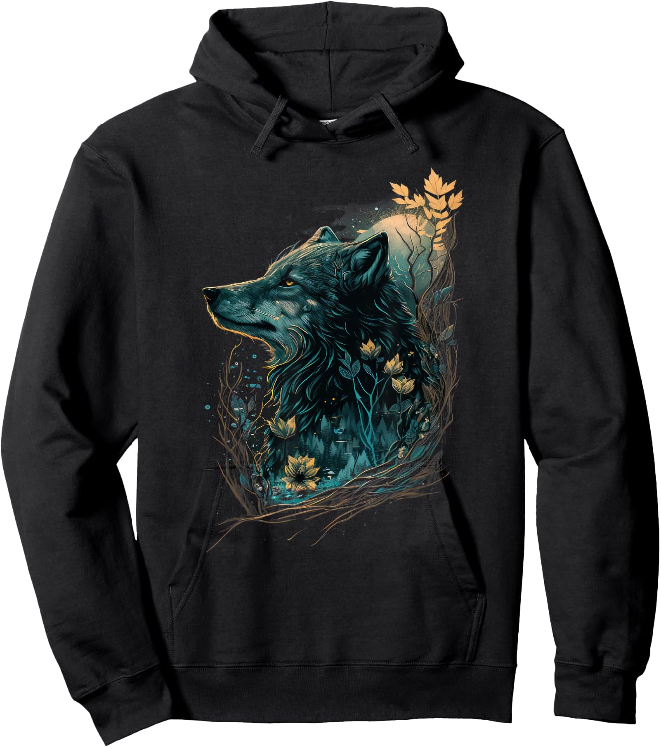 Fairycore Floral Wolf | Aesthetic Girls Dark Grunge Wolves Hoodie - Hoodie | Black