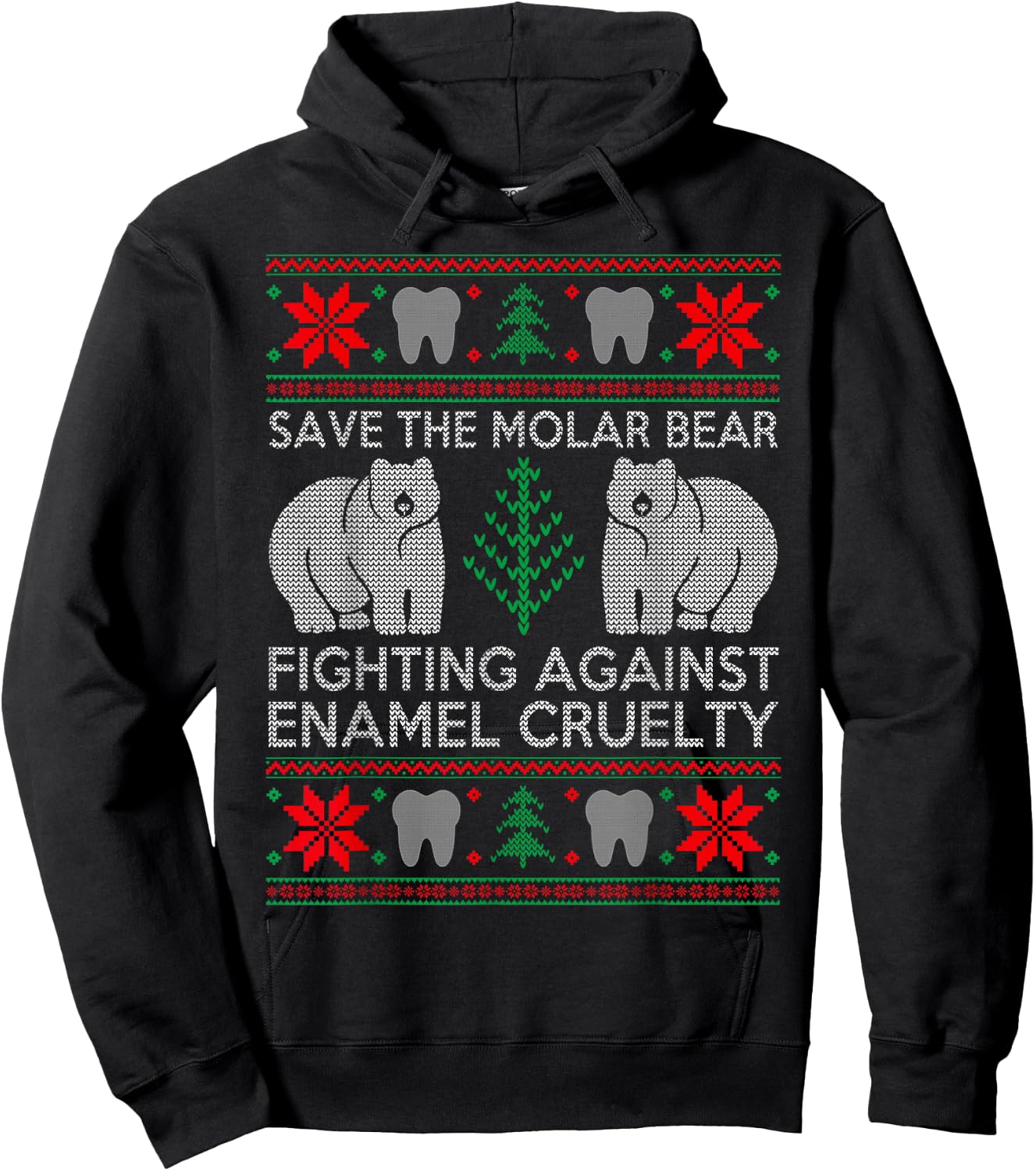 Funny Save The Molar Bear Dental Dentist Ugly Christmas Hoodie - Hoodie | Black