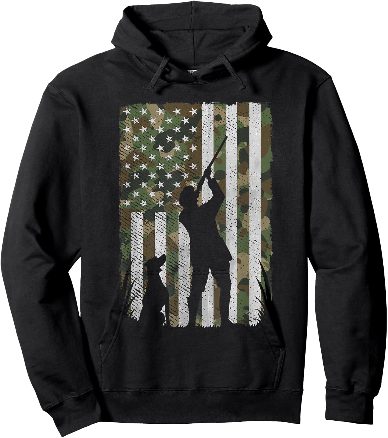 USA American Flag Military patriotic Hunter hunting Hoodie - Hoodie | Black