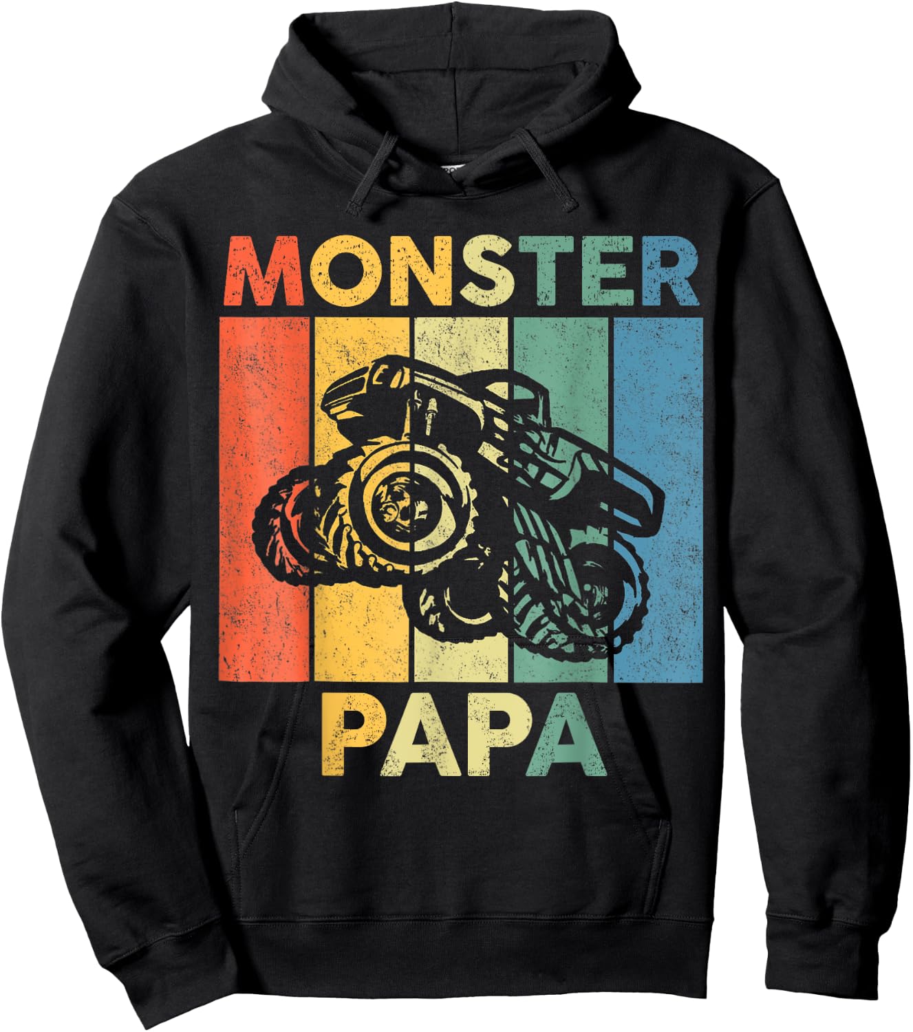 Monster Truck Retro Sunset Matching Family Store Papa Monster Truck Are My Jam Truck Lovers Hoodie - Hoodie | Black