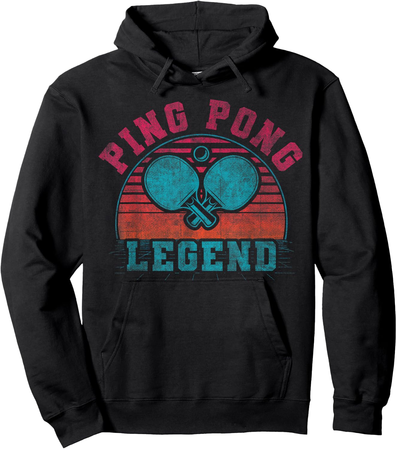Cool Ping Pong Retro Crossing Rackets Ping Pong Legend Hoodie - Hoodie | Black