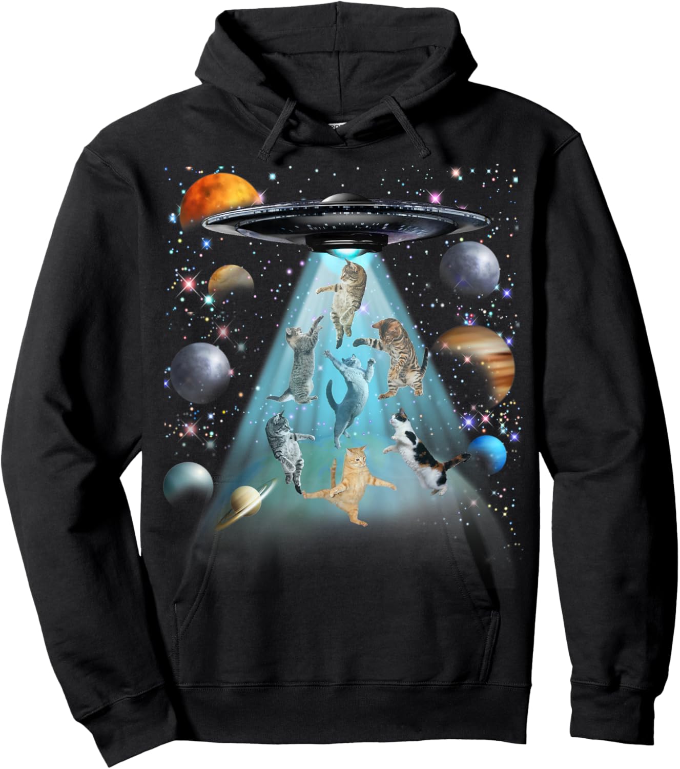 Space Cat Galaxy Cat Funny for Cat Dad Cat Mom Cat Lover Hoodie - Hoodie | Black