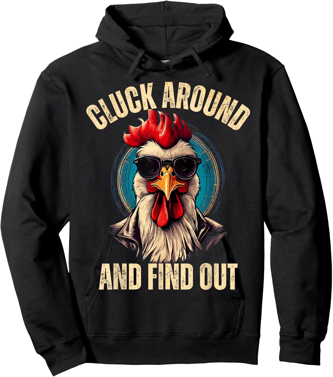 Cluck around and find out funny gangster rooster Hoodie - Hoodie | Black