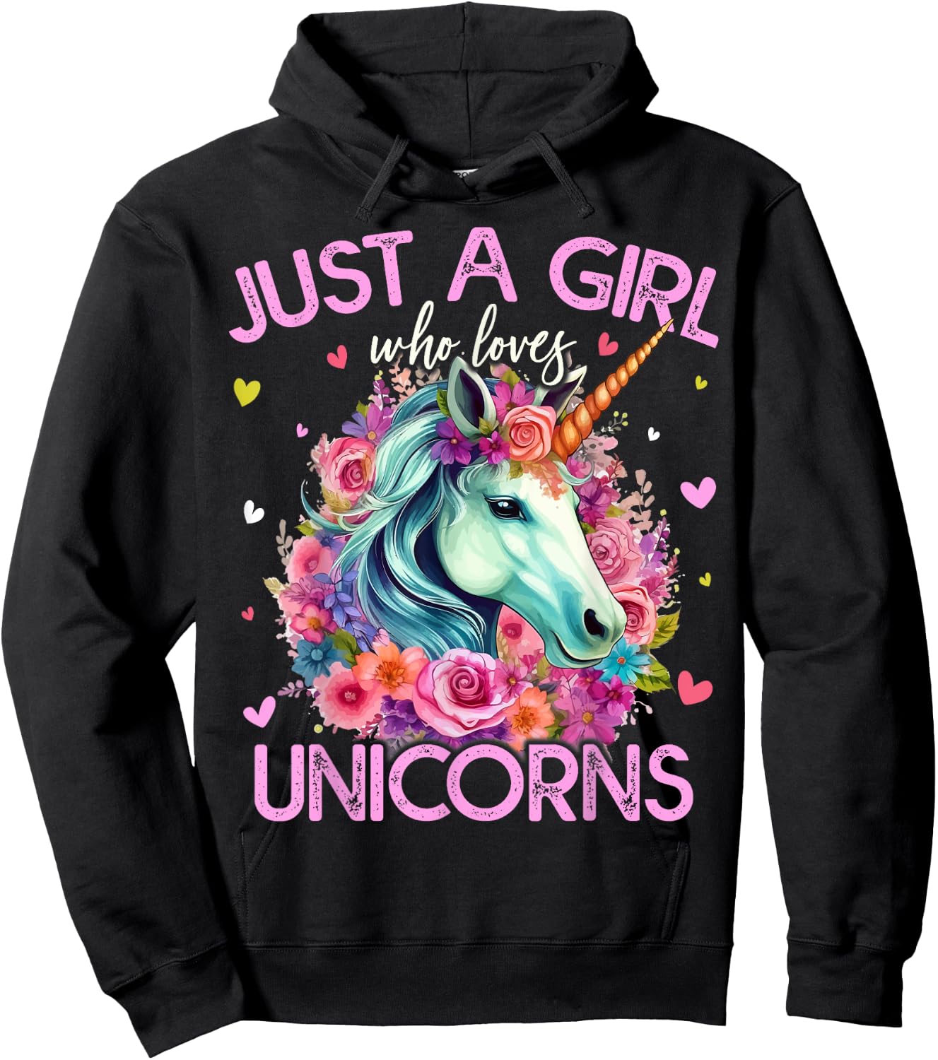 Just A Girl Who Loves Unicorns Girls Hoodie - Hoodie | Black