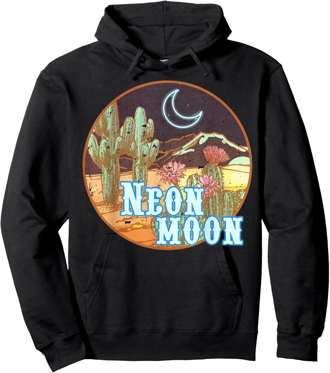 Western 90's Country Music Neon Moon Country Cowgirl Cowboy Hoodie - Hoodie | Black