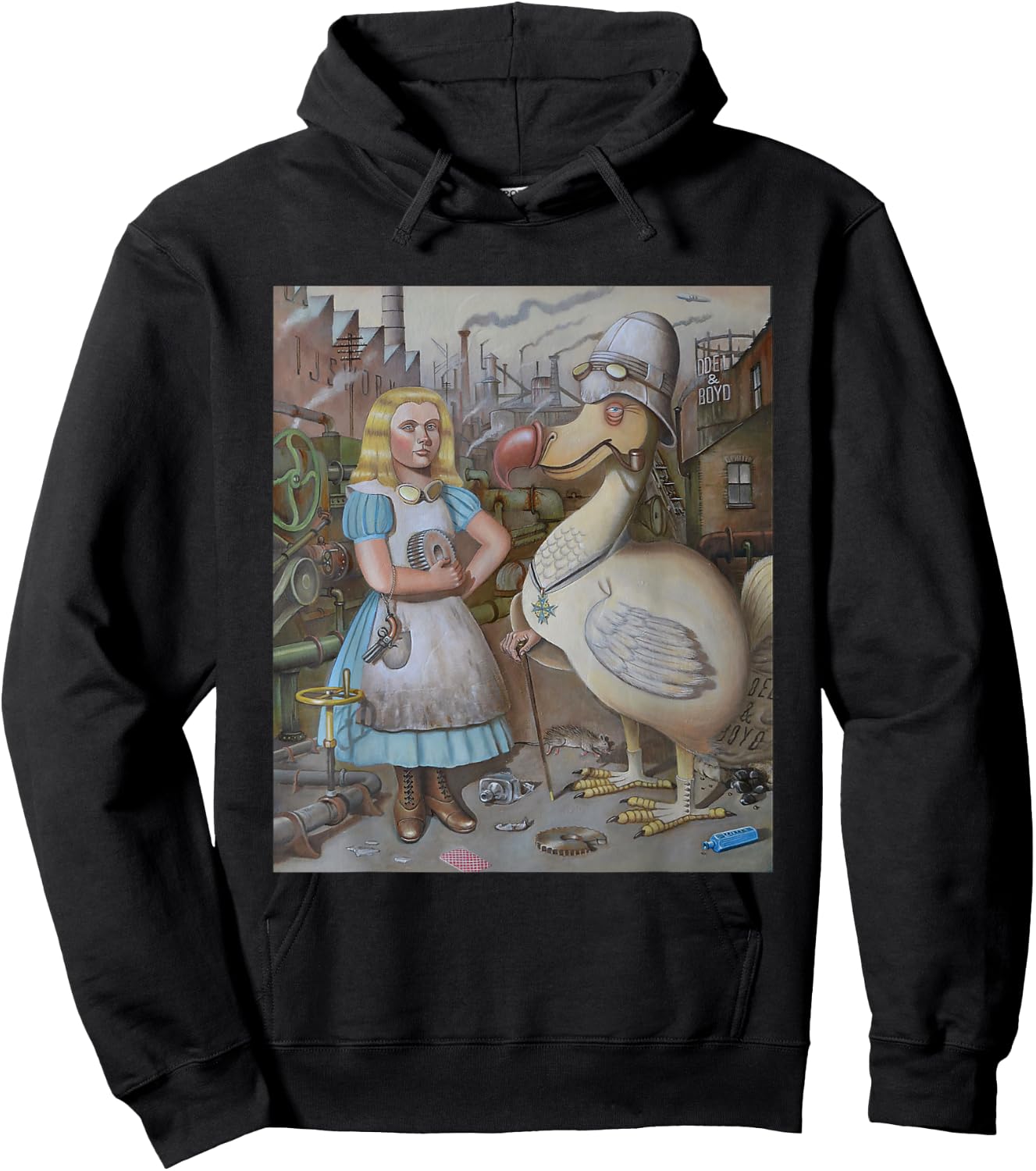 Steampunk Alice and Dodo bird Hoodie - Hoodie | Black