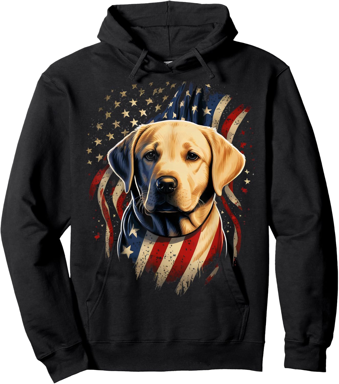 USA 4th of July Yellow Patriotic American Labrador Retriever Hoodie - Hoodie | Black