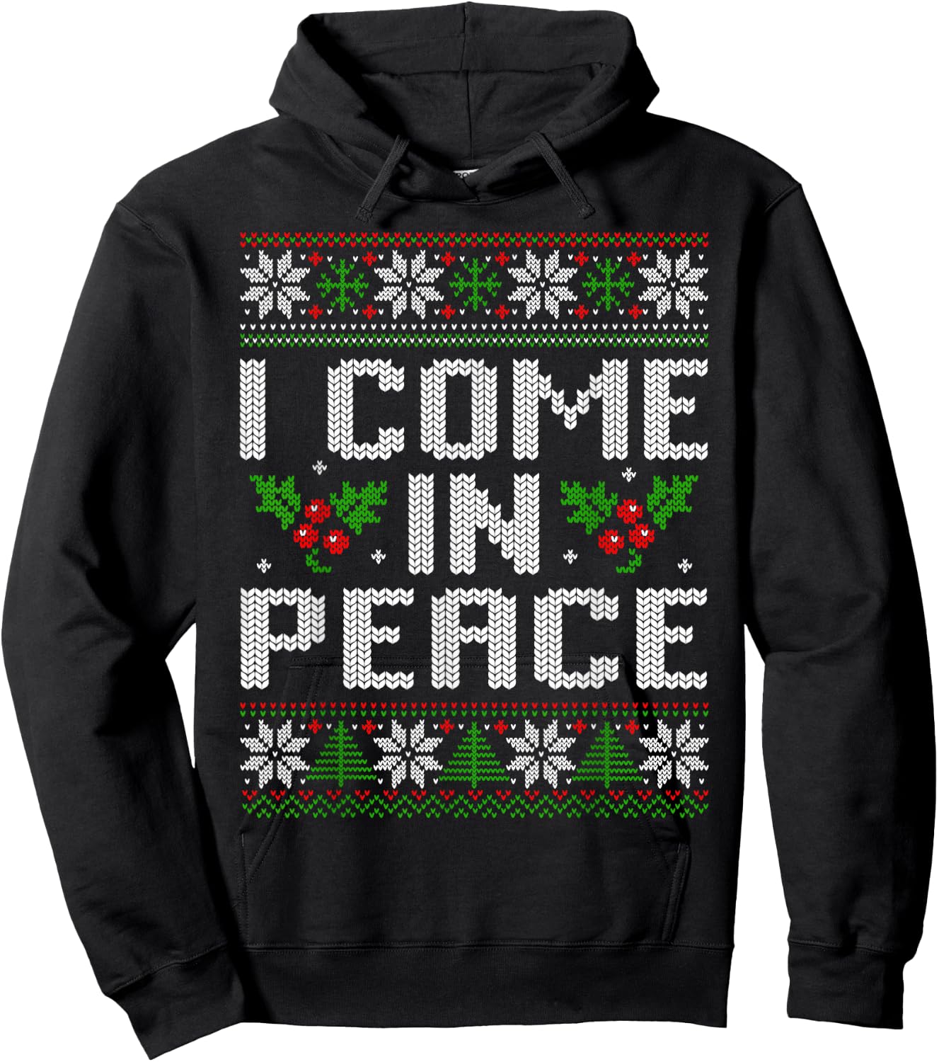 I Come in Peace Couple Matching Ugly Christmas Sweater Hoodie - Hoodie | Black