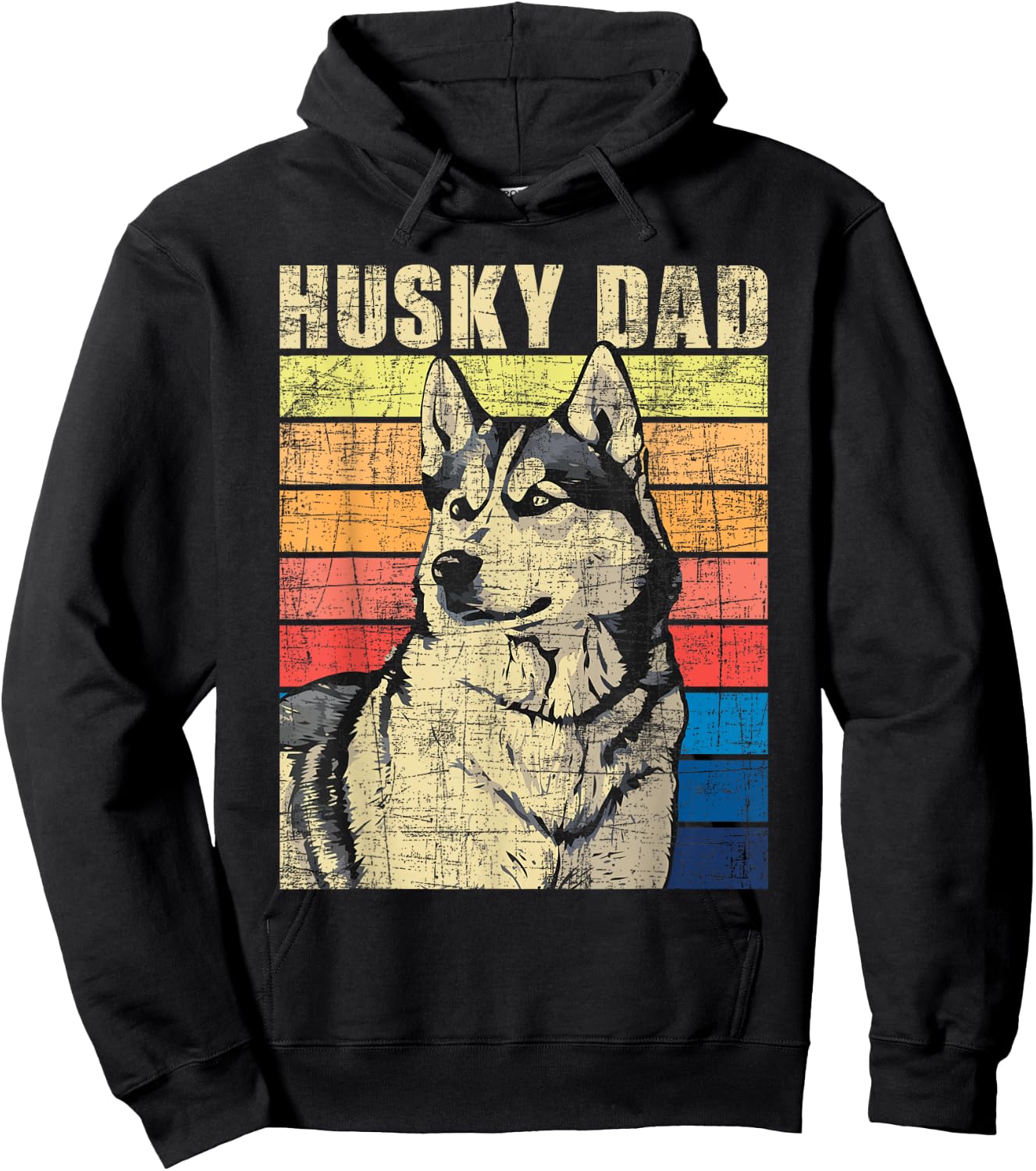 Husky Dad - Retro Vintage Pet Siberian Husky Dog Lover Men Women Kids Hoodie - Hoodie | Black