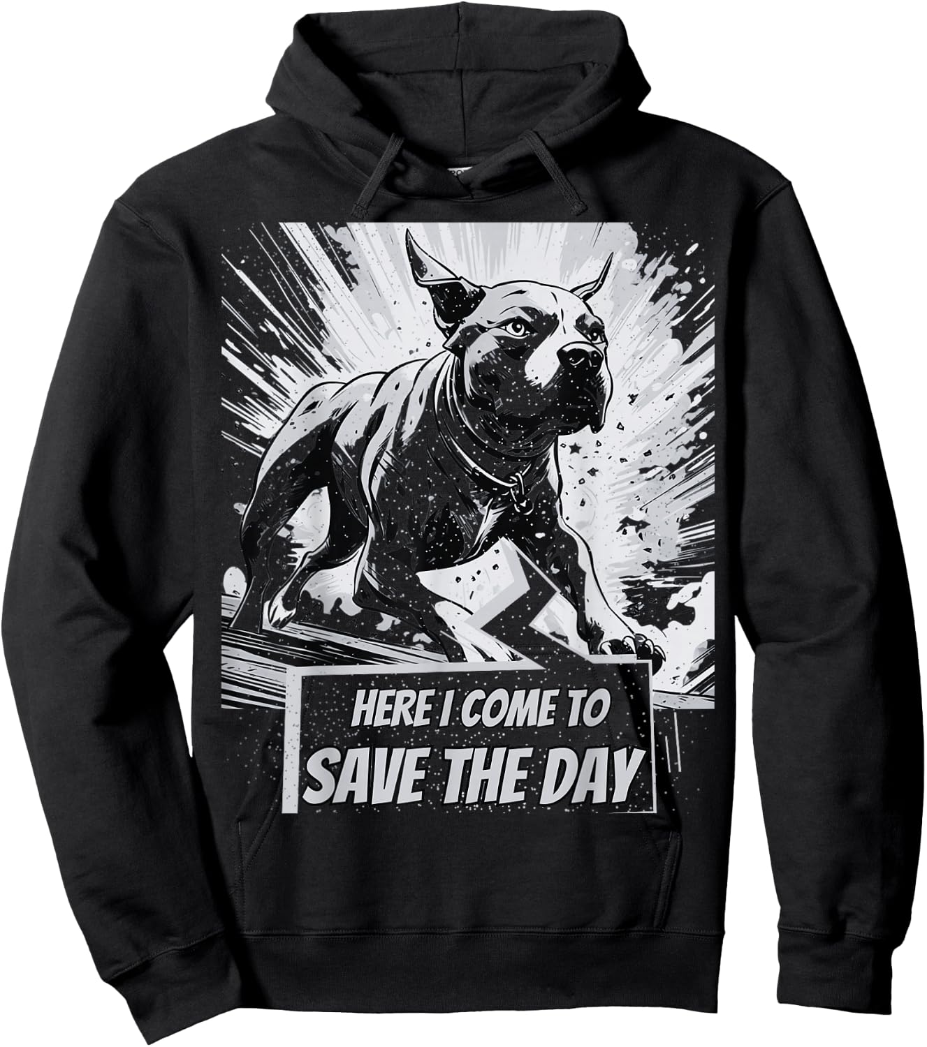 Pitbull Pit bull comics style Hoodie - Hoodie | Black