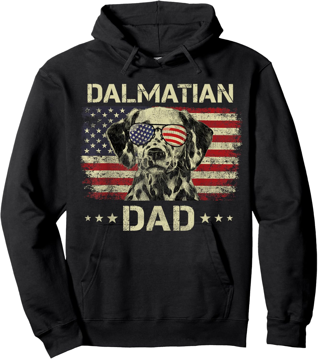 Dalmatian Dad Dog Lovers American Flag 4th Of July Men Hoodie - Hoodie | Black
