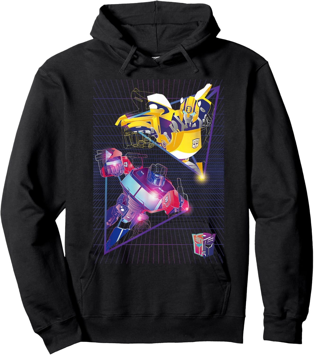 Transformers Optimus Prime & Bumblebee Neon Triangle Hoodie - Hoodie | Black