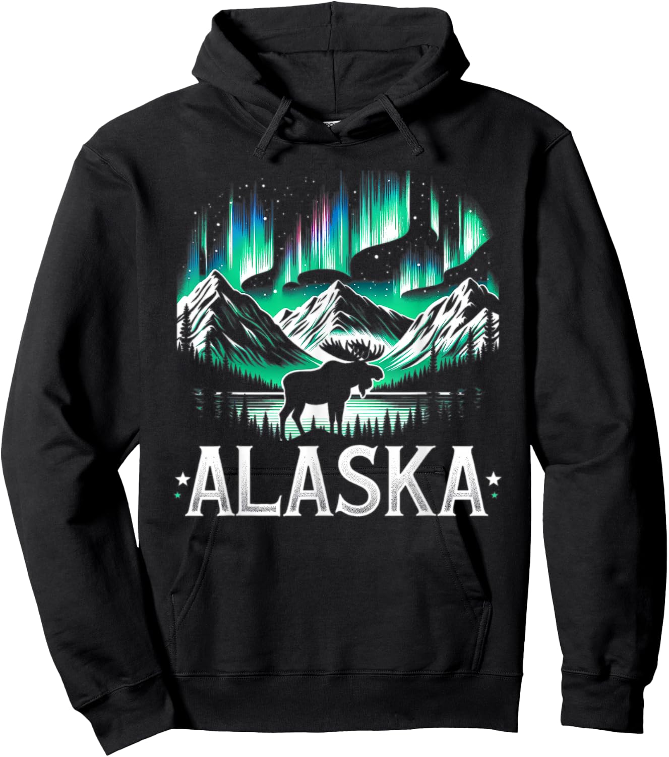 Alaska Day The Last Frontier Alaska Mountain Moose Souvenir Hoodie - Hoodie | Black