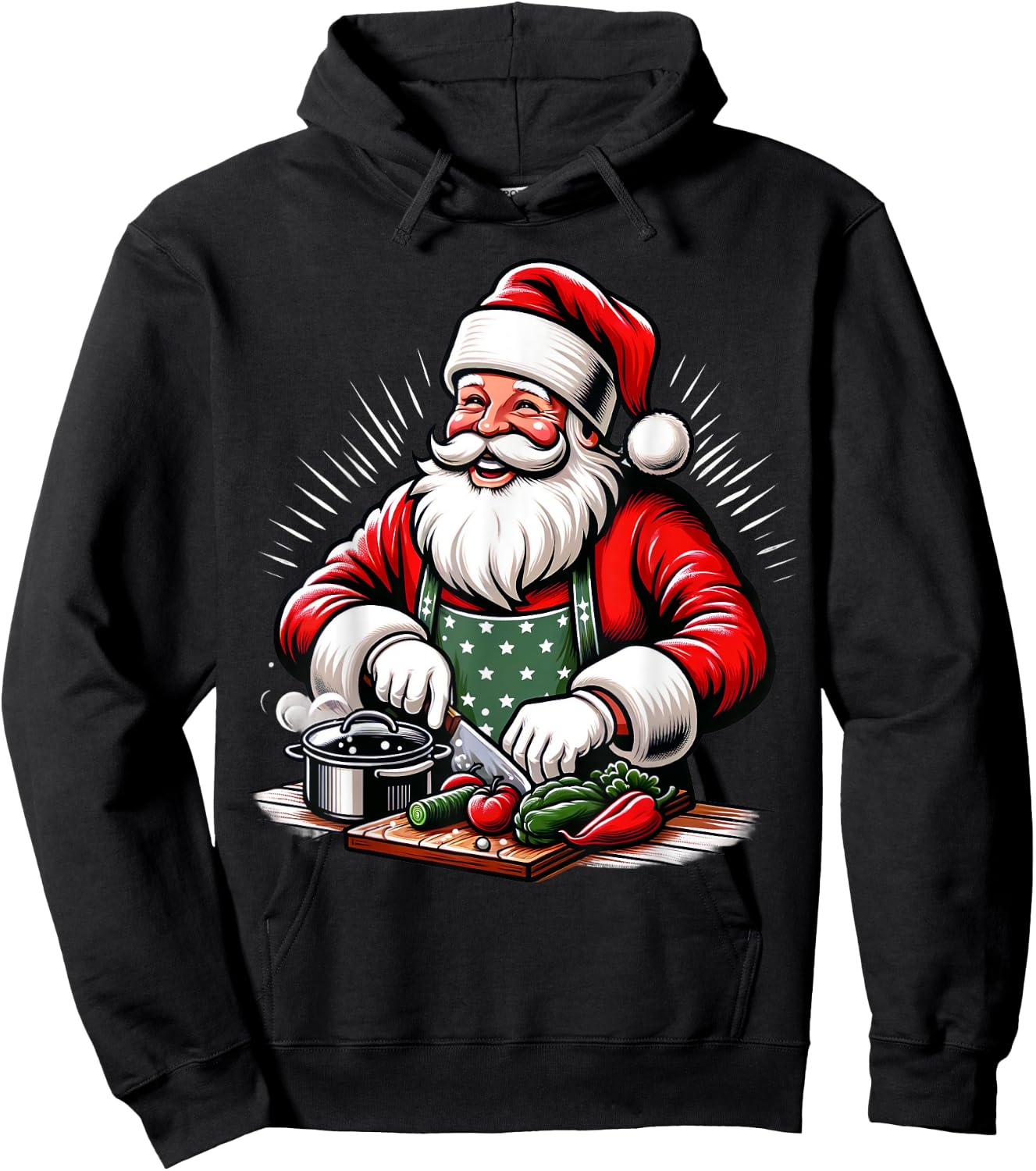 Santa Cooks Food, Chef Xmas Christmas Women Men Kids Hoodie - Hoodie | Black
