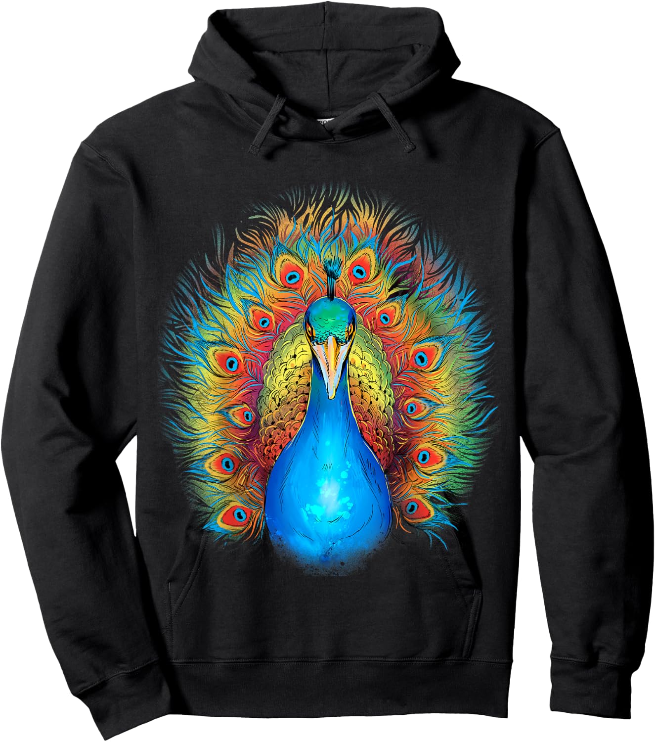 Peacock Bird Colourful Animal Peacock Hoodie - Hoodie | Black