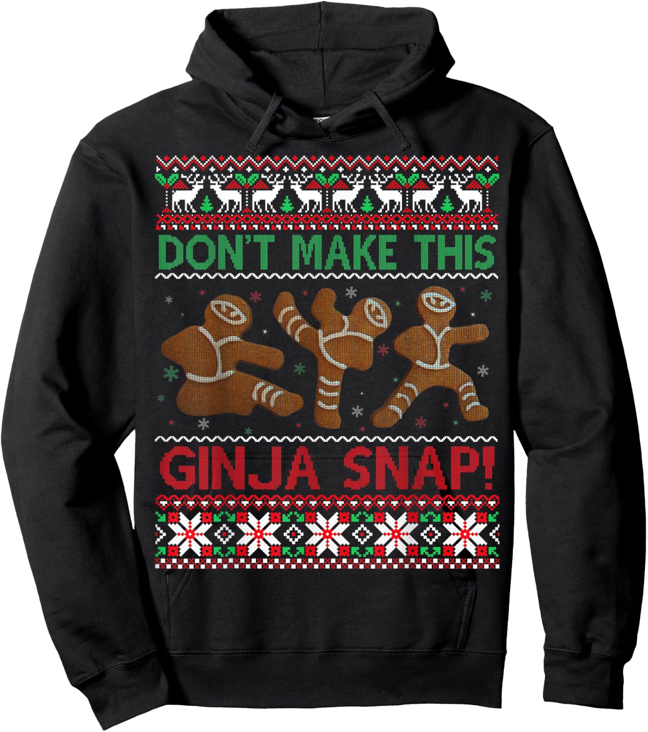 Don't Make This Ginja Snap Ugly Christmas Sweater Hoodie - Hoodie | Black