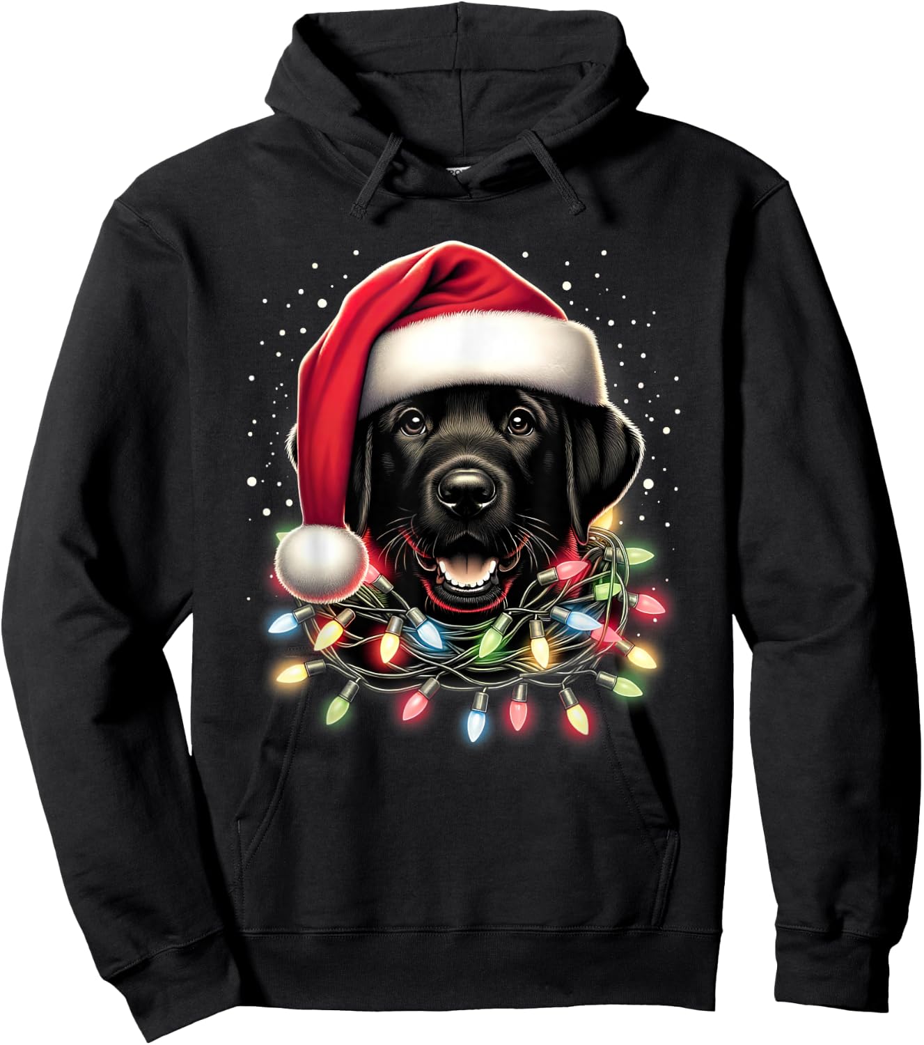 Black Lab Labrador Christmas Tree Light Pajama Dog Xmas Hoodie - Hoodie | Black
