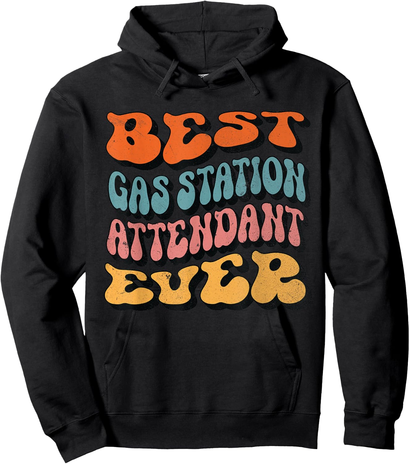 Gas Station Attendant, Retro Groovy Gas Station Attendant Hoodie - Hoodie | Black