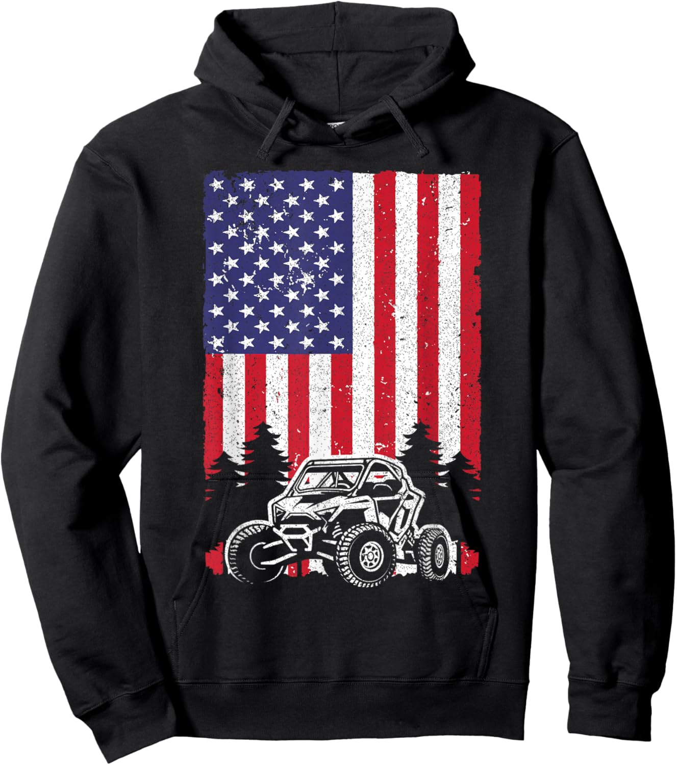 SxS Women Offroad Mud Riding 4th of July US Flag Hoodie - Hoodie | Black