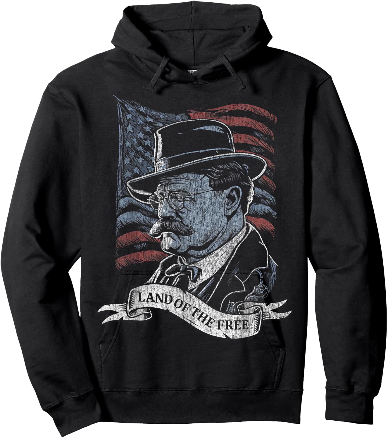 Teddy Roosevelt 4th of July American Flag Patriotic America Hoodie - Hoodie | Black