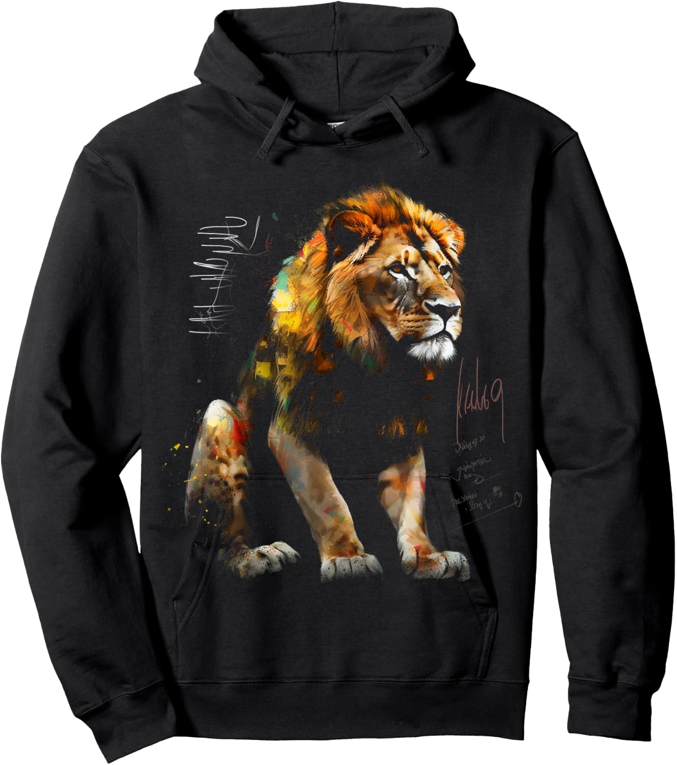 Lion Art - Animal Lovers Motif Artwork Animal Lion Hoodie - Hoodie | Black