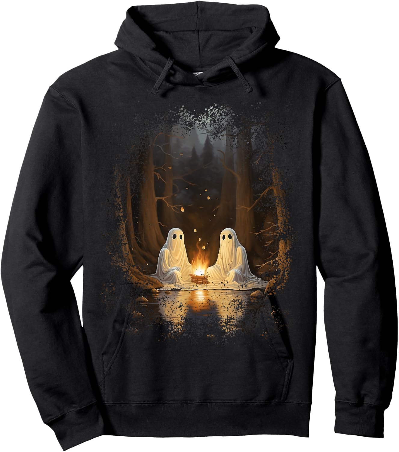 Vintage Ghost Campfire Camping Gothic Halloween Hoodie - Hoodie | Black