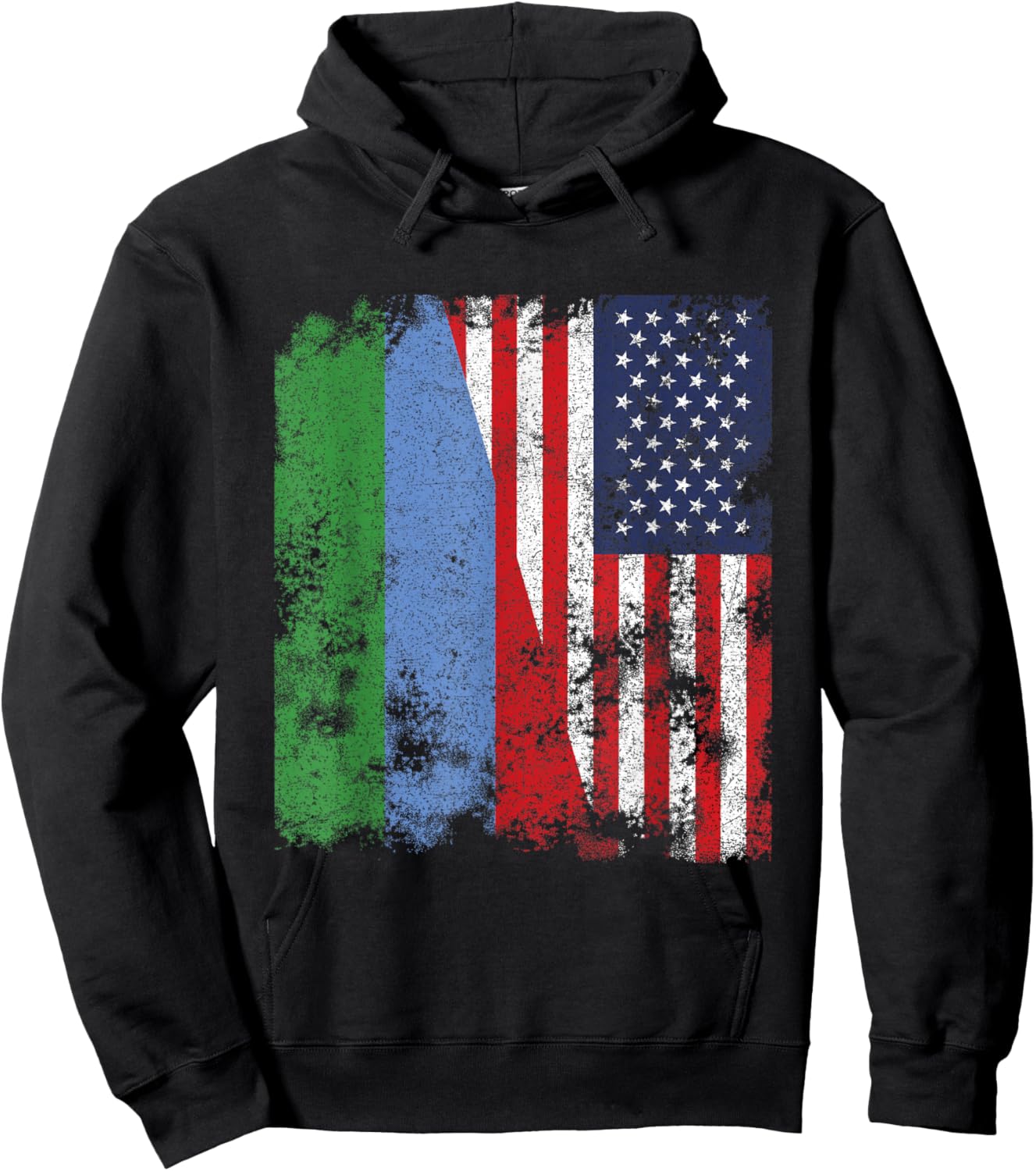 Dagestan USA Flag Distressed - Half American Hoodie - Hoodie | Black