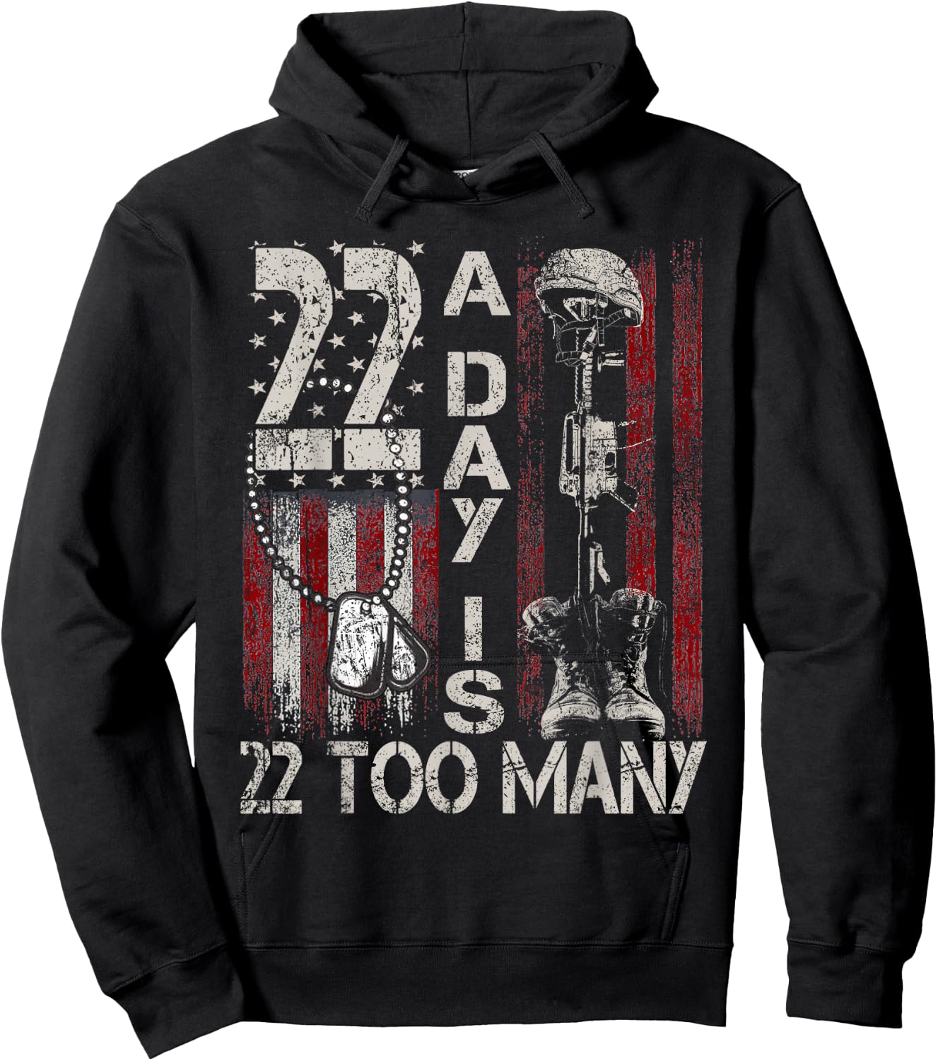 22 Day is 22 Too Many Help Veterans Veteran Lives Matter Hoodie - Hoodie | Black