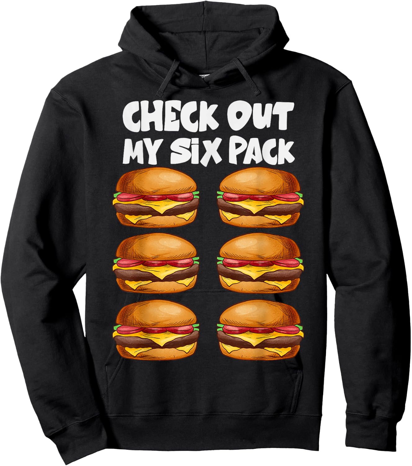 Check Out My Six Pack- 6 pack hamburger Funny Gym Hoodie - Hoodie | Black