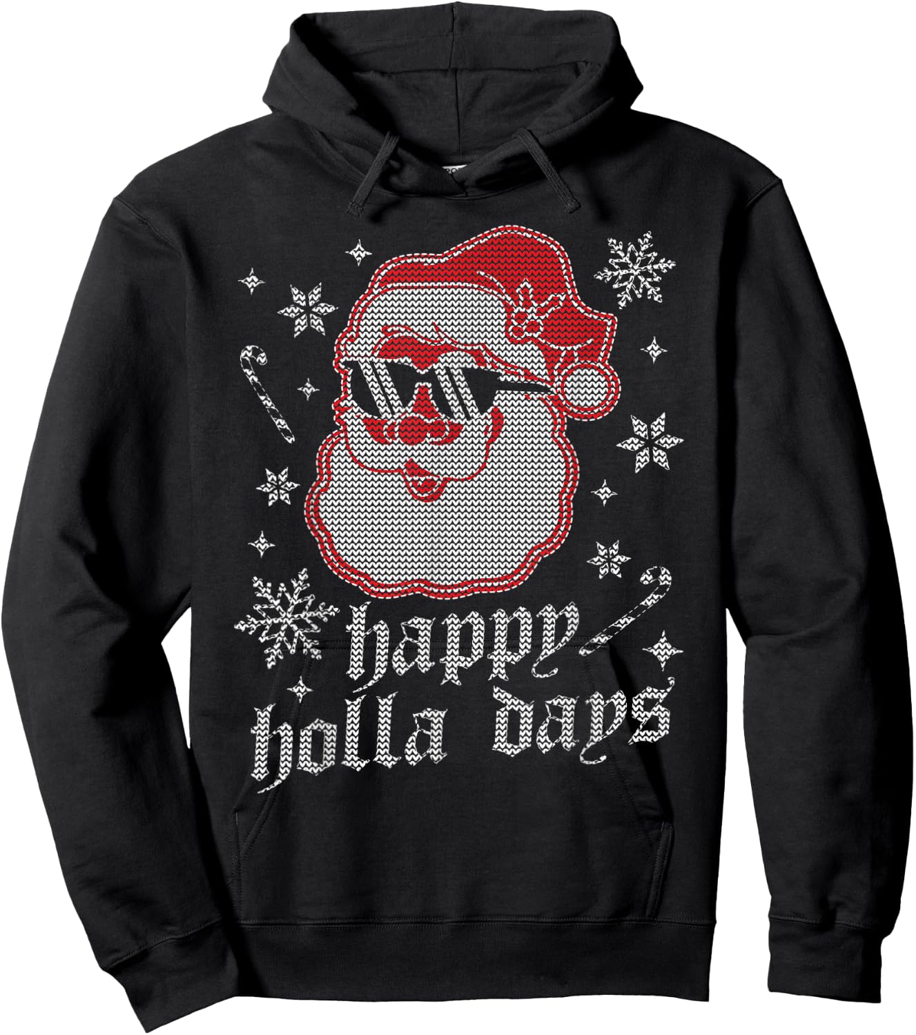 Happy Holla Days - Christmas Santa Claus - Ugly Christmas Hoodie - Hoodie | Black