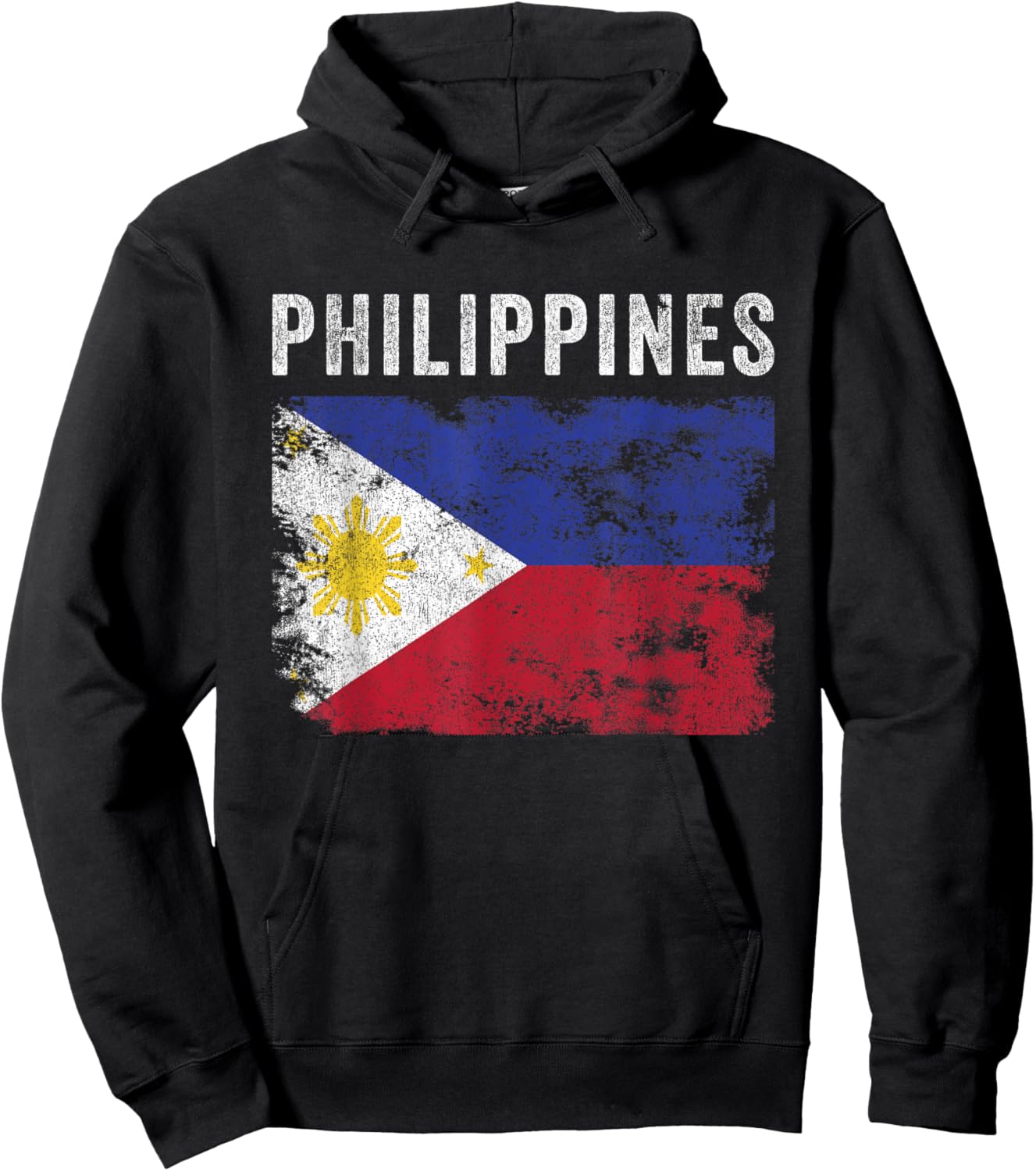 Philippines Flag Distressed - Men Women Kids - Filipino Flag Hoodie - Hoodie | Black