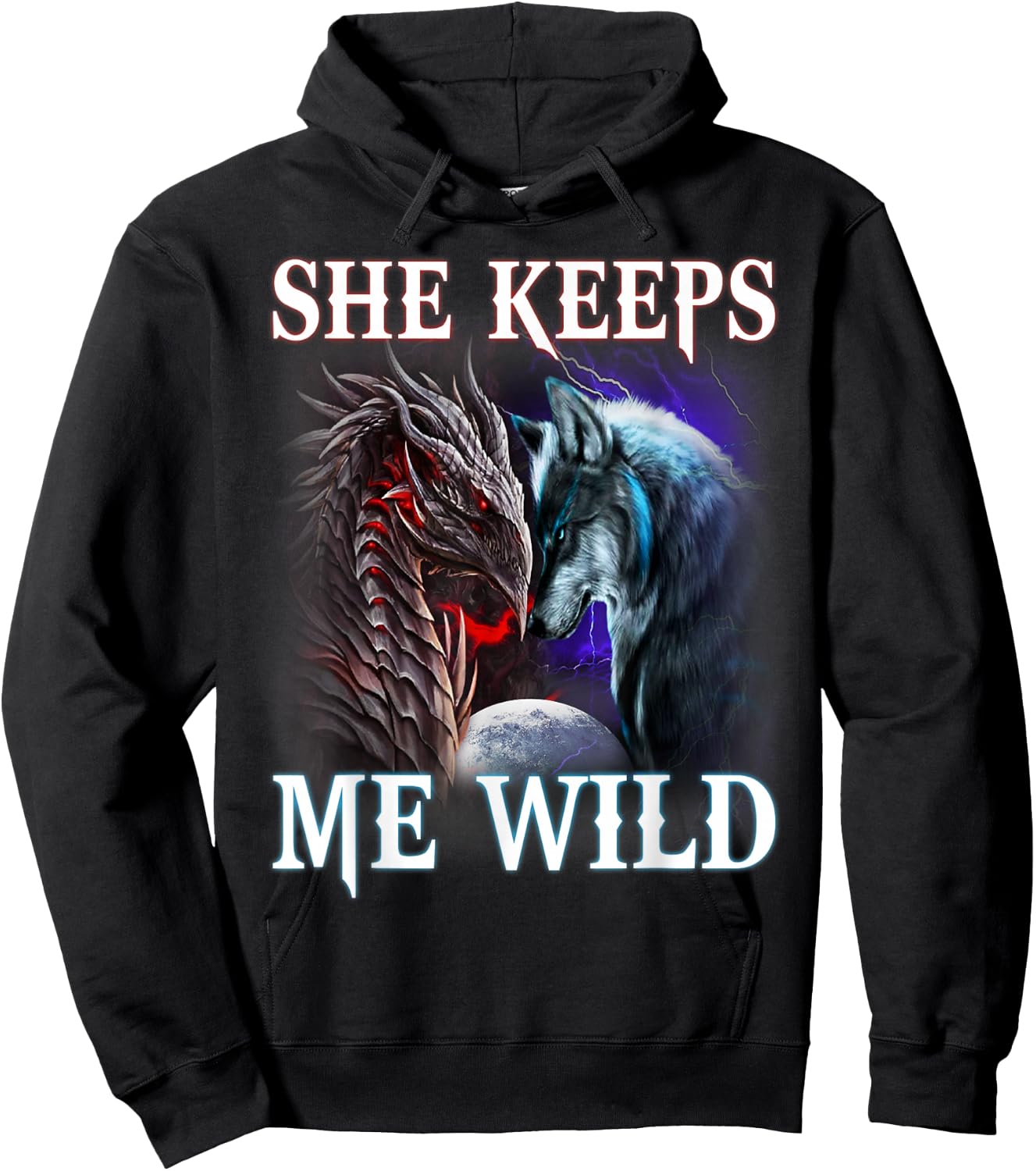 He Keeps me safe - She keeps me wild Couple Wolves Hoodie - Hoodie | Black
