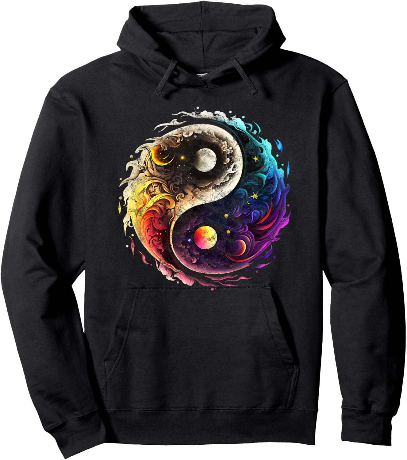 Yin Yang, sun, moon, universe, Tai chi, Qigong, yoga, Taoism Hoodie - Hoodie | Black