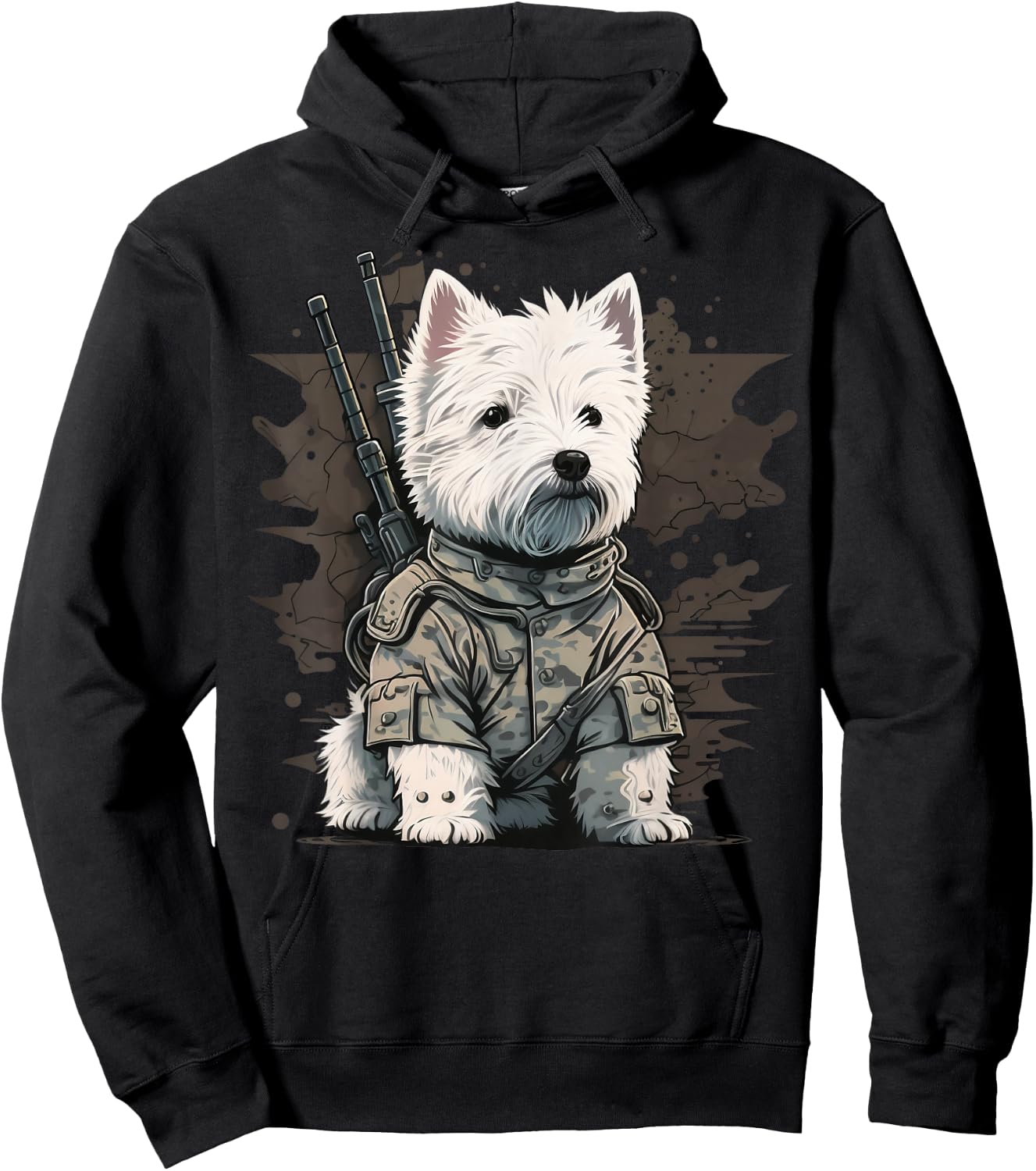 Soldier West Highland White Terrier Army Military Westie Hoodie - Hoodie | Black