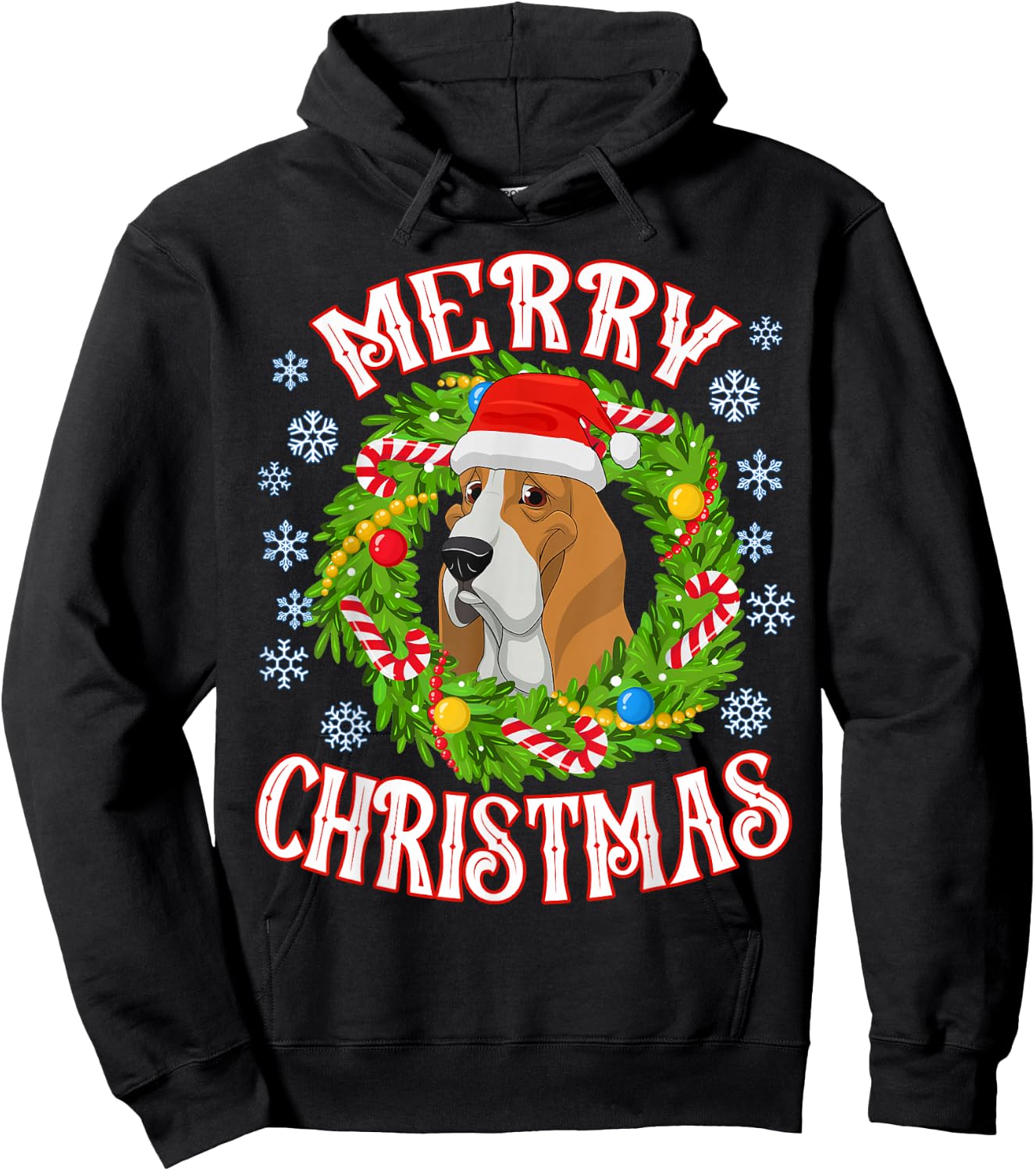 Basset Hound Santa Doggy Christmas Spirit Of Holiday Hoodie - Hoodie | Black
